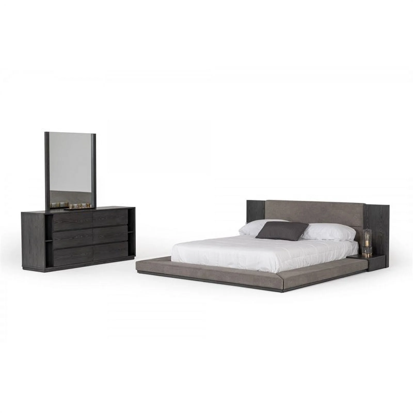 Limari Home Jagger Veneer and Solid Wood 6-Drawers Bedroom Dresser in Gray