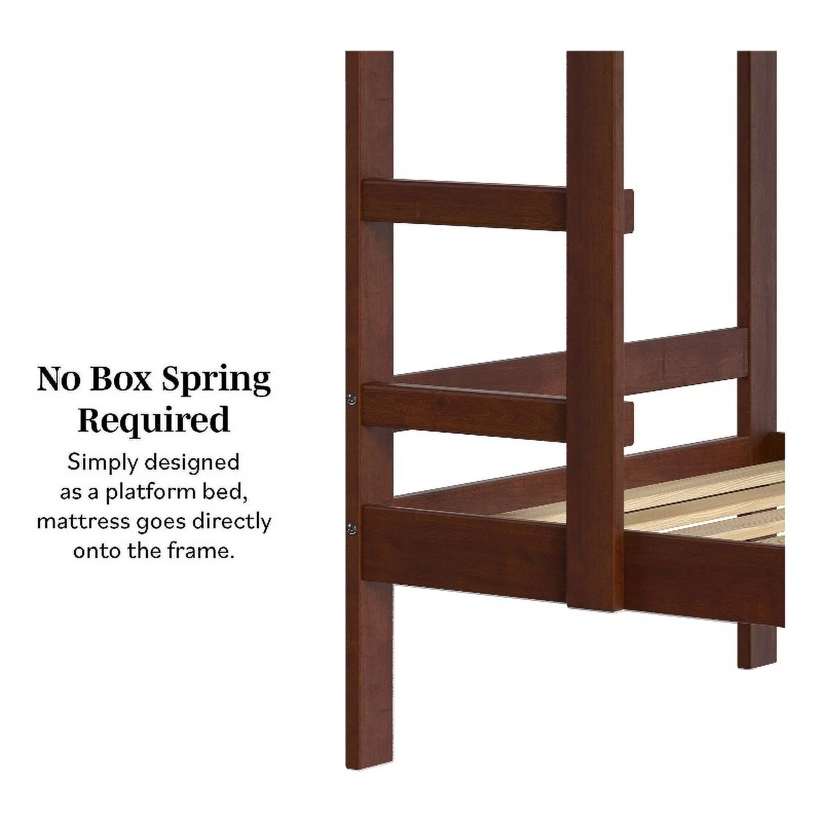 Pemberly Row Twin Over Twin Simple Solid Wood Bunk Bed - Espresso