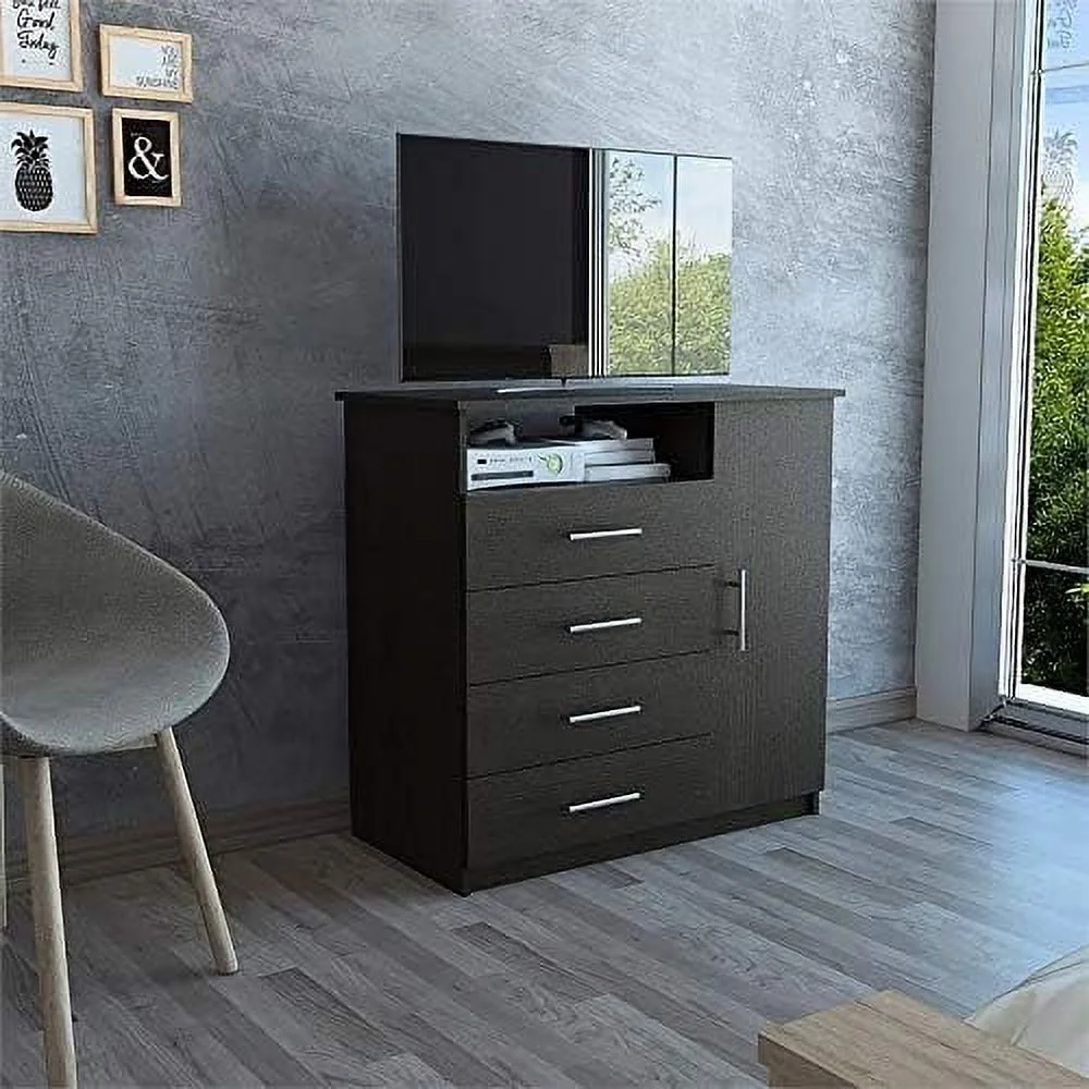 Contemporary 4 Drawer Dresser In Espresso