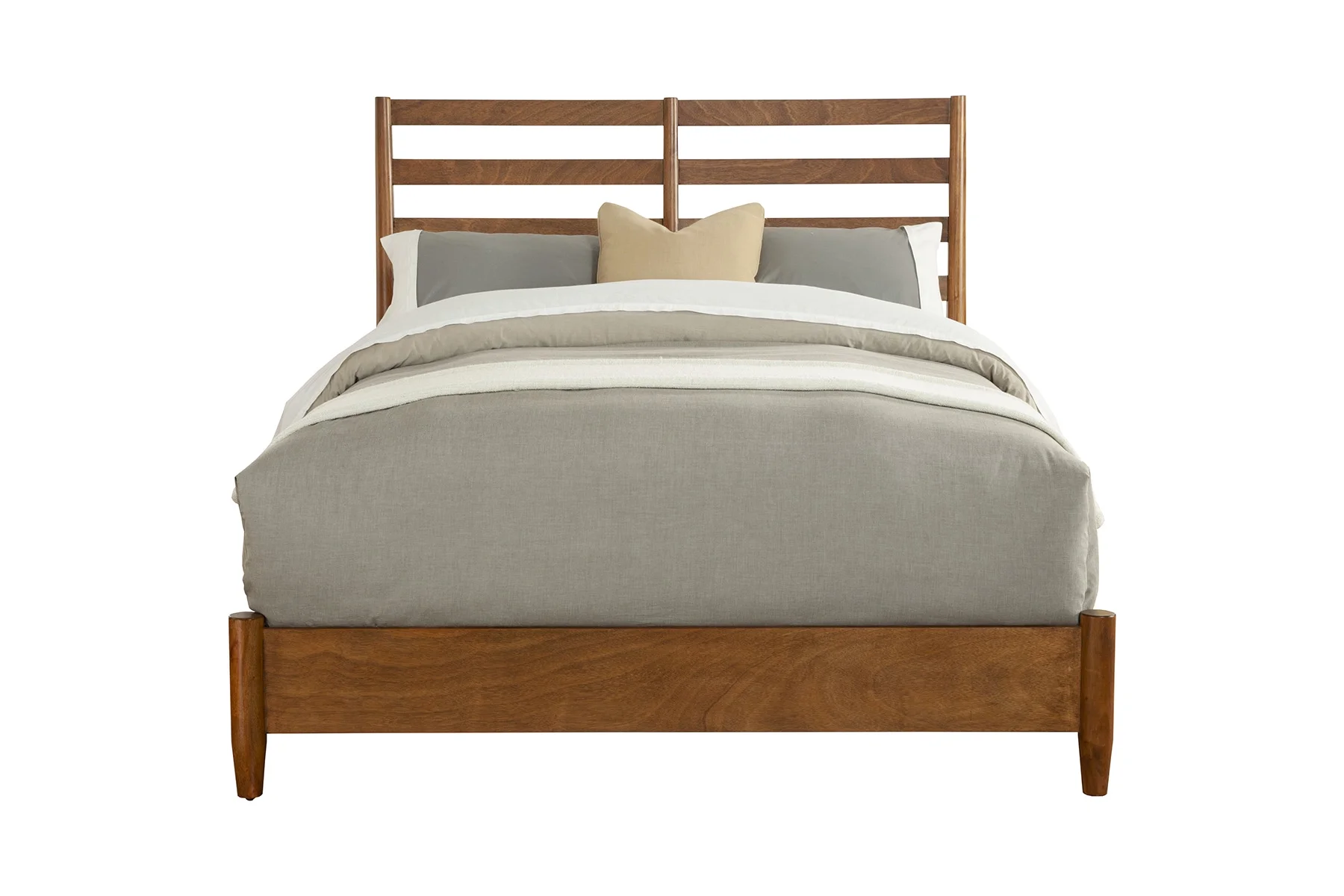 Alpine Furniture Flynn Retro Queen Bed, w/Slat Back Headboard, Acorn