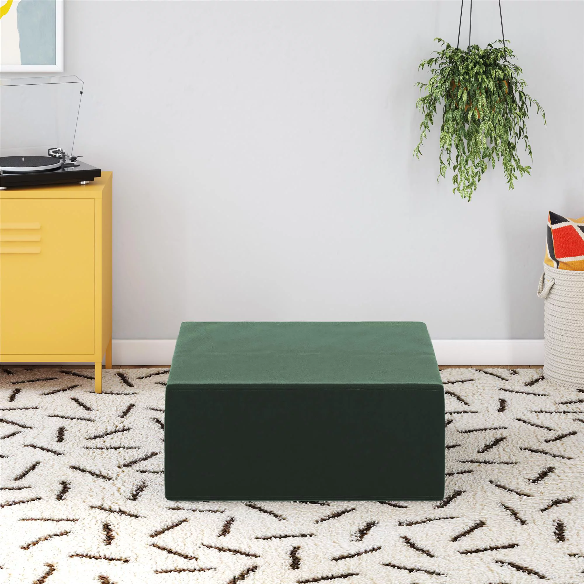 Novogratz The Flower Ottoman Pouf, Bottle Green Velour