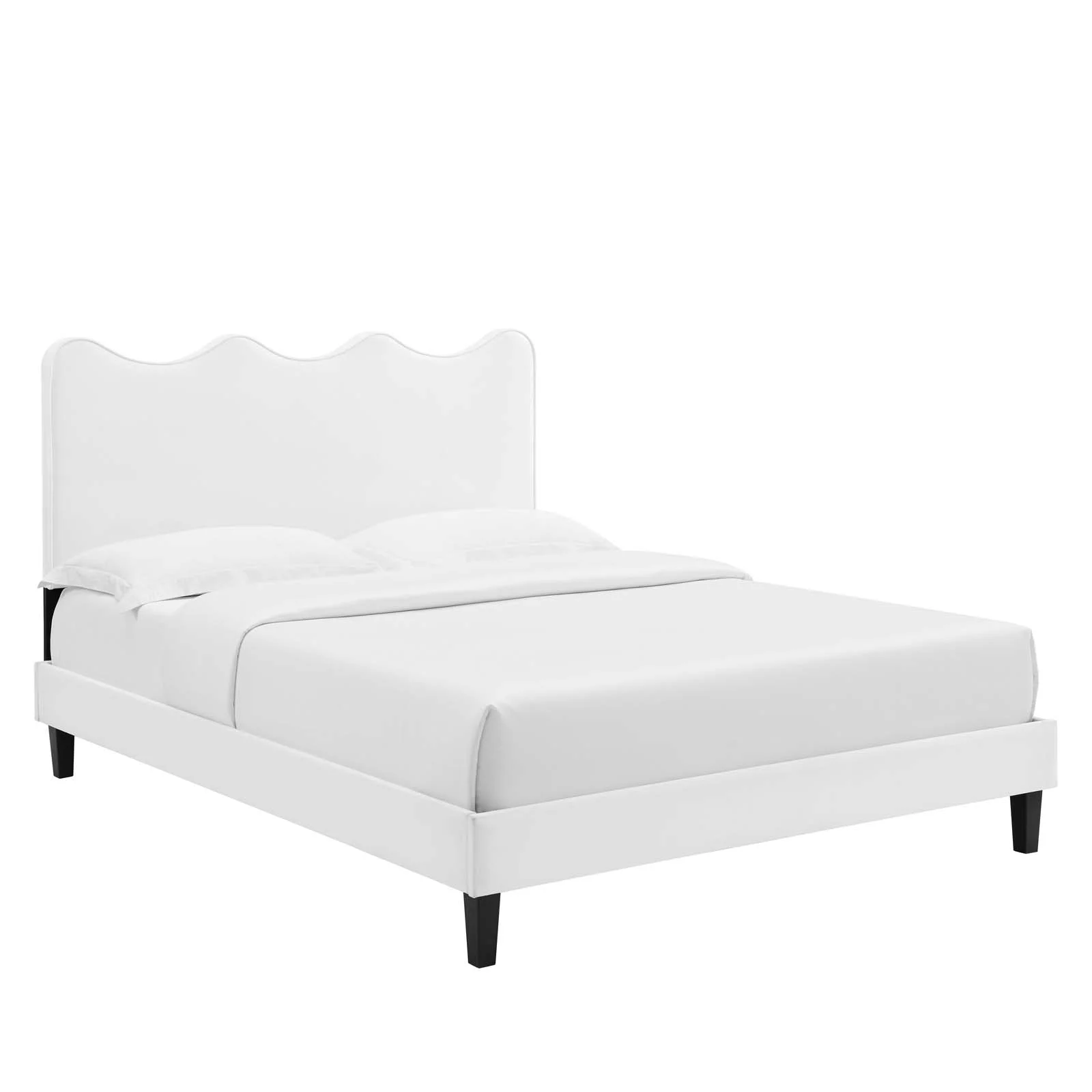 Modway Current Performance Velvet Twin Platform Bed in White