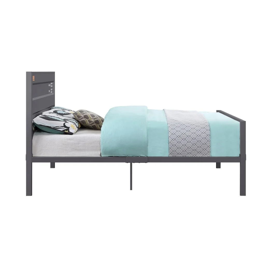 Gunmetal Crafted with an Industrial Look That Full Bed with Straight Legs And a Recessed Panel Design, Gunmetal