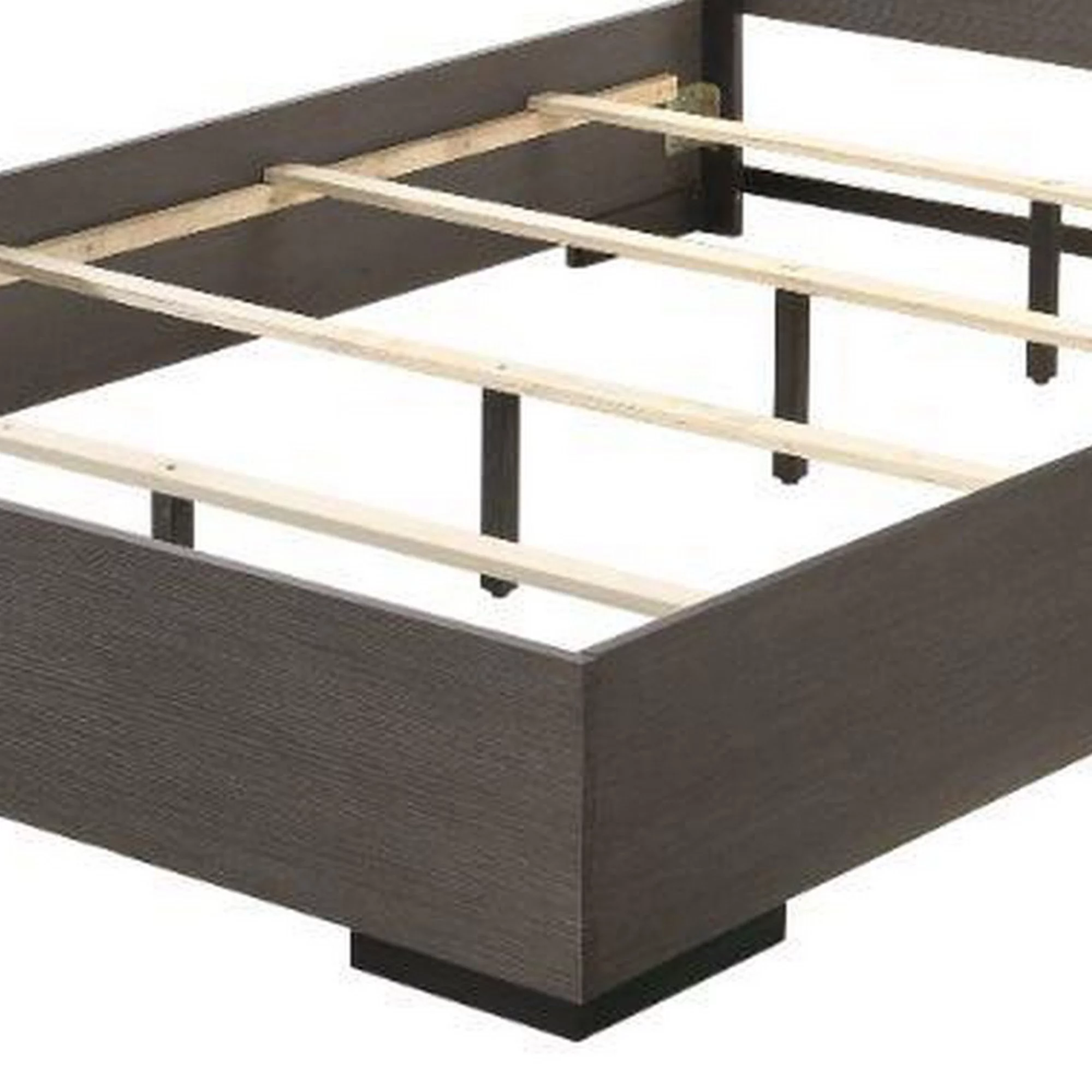 Contemporary Wooden Queen Bed with 2 Way Led, Gray