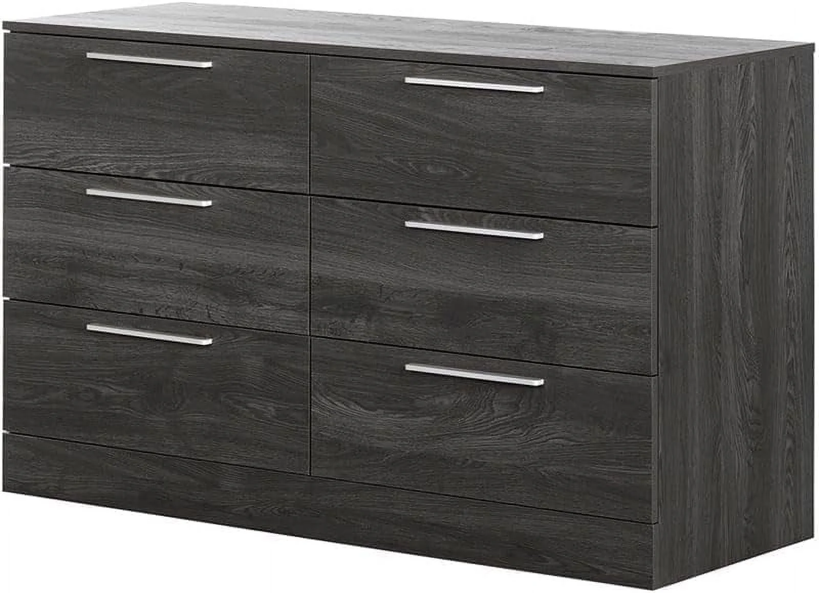 6 Drawers Double Dresser For Bedroom, Modern Rustic Wood Sideboard For Living Room, Dark Grey