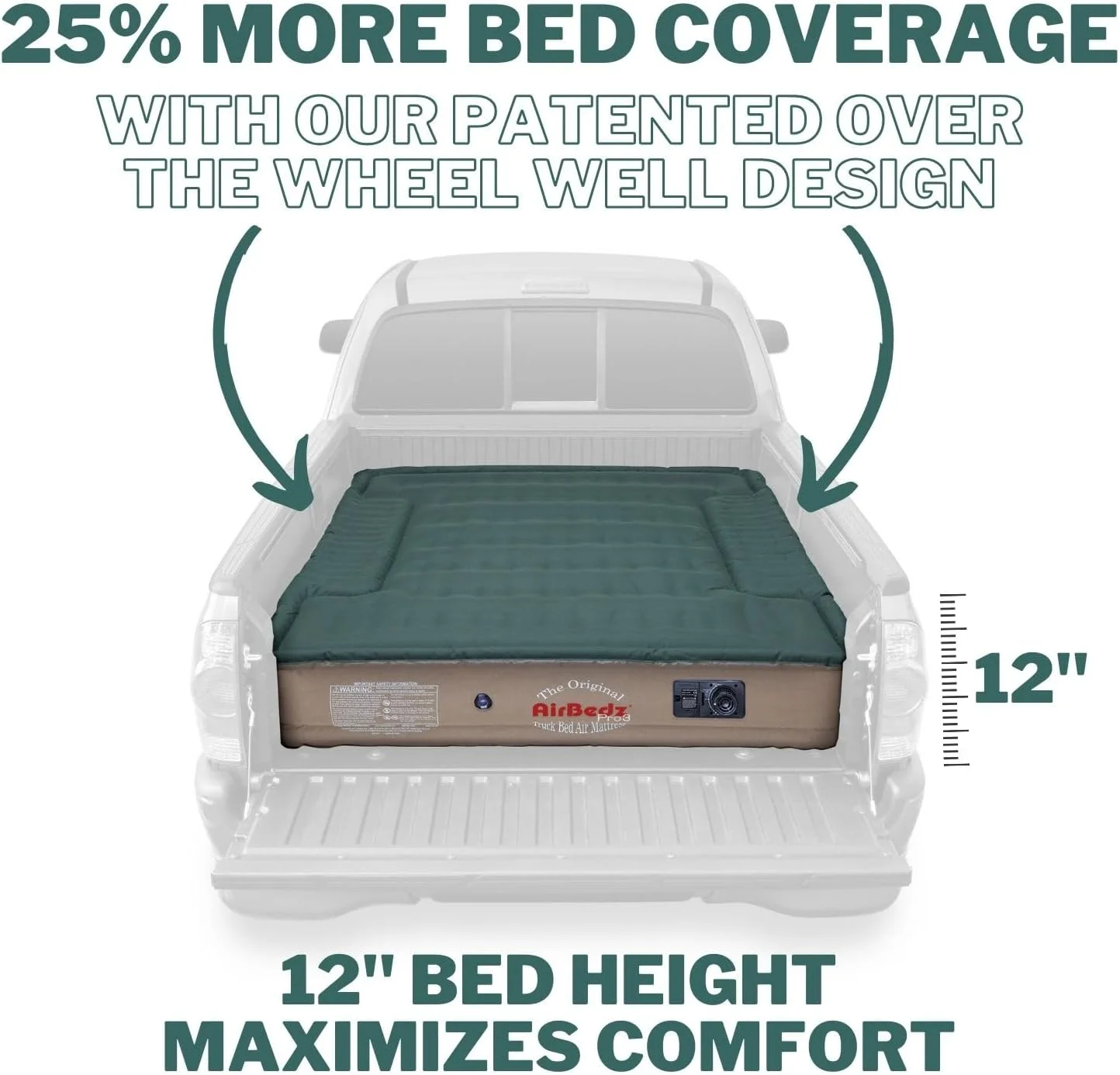Airbedz Pro3 Full Size Truck Bed Air Mattress, 8' Long, Built-In DC Air Pump