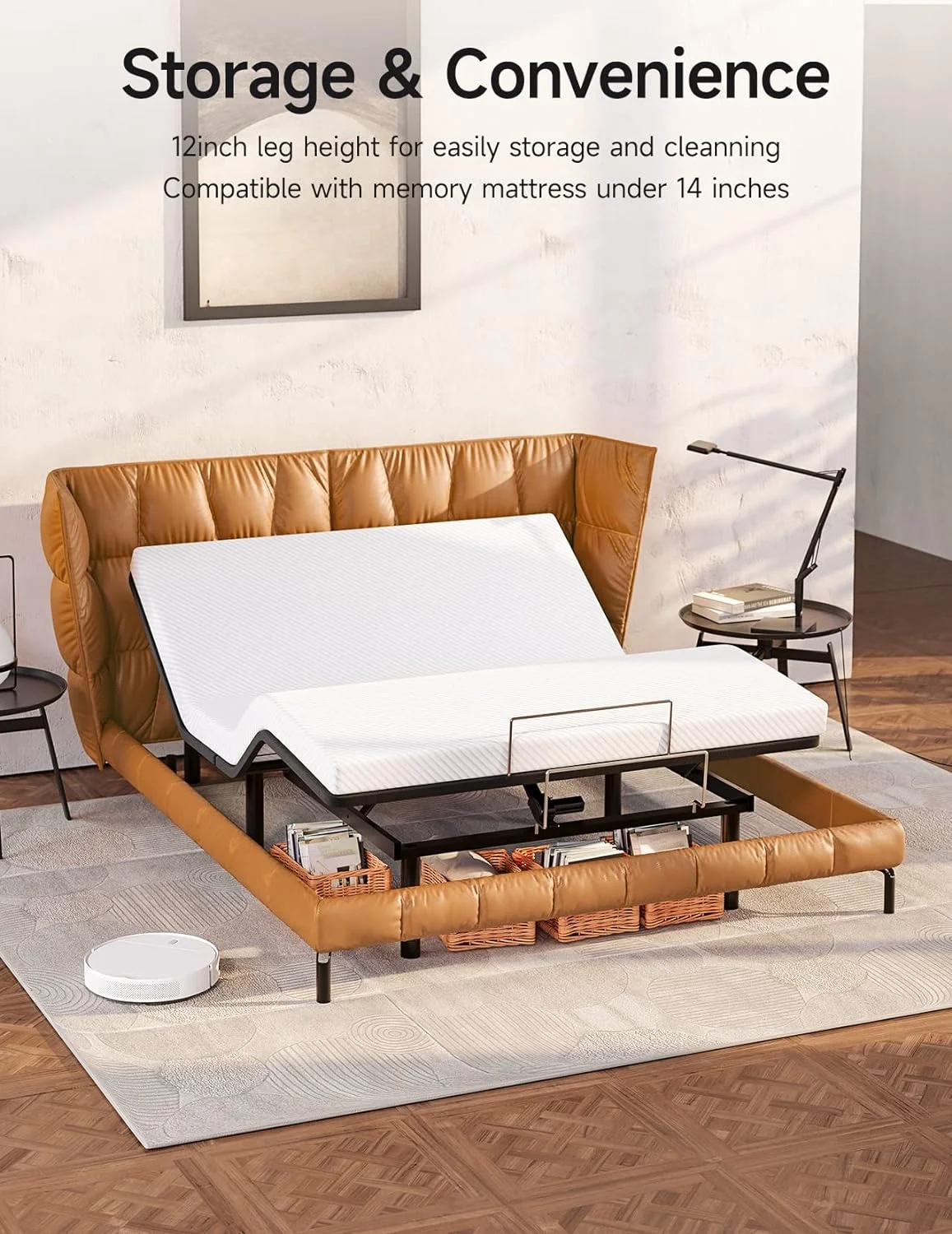 Adjustable Bed Frame Twin XL,Neche Ergonomic Zero Gravity Stand-Alone Bed Base Quiet,15