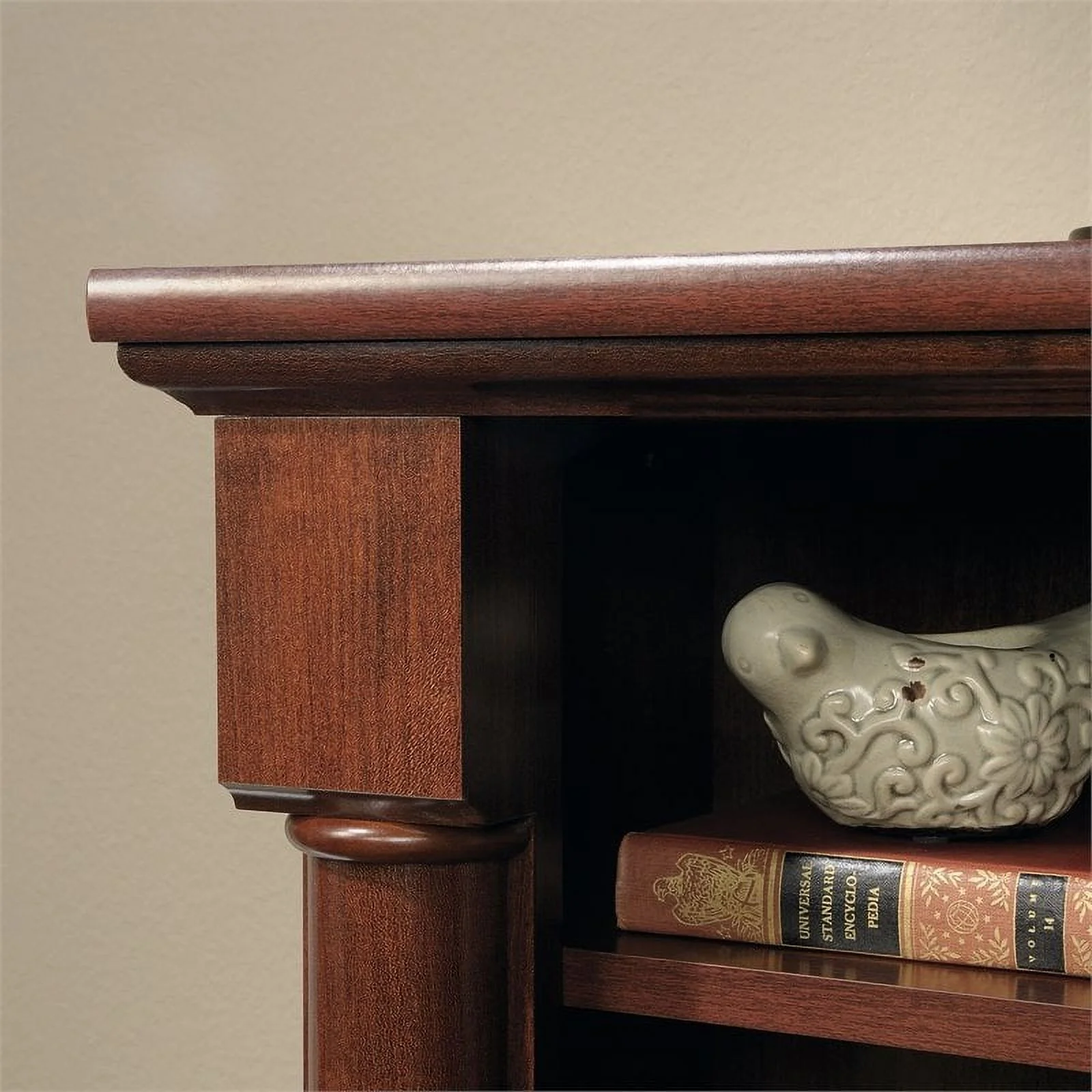 Kingfisher Lane Contemporary Wood Computer Desk with Hutch in Cherry