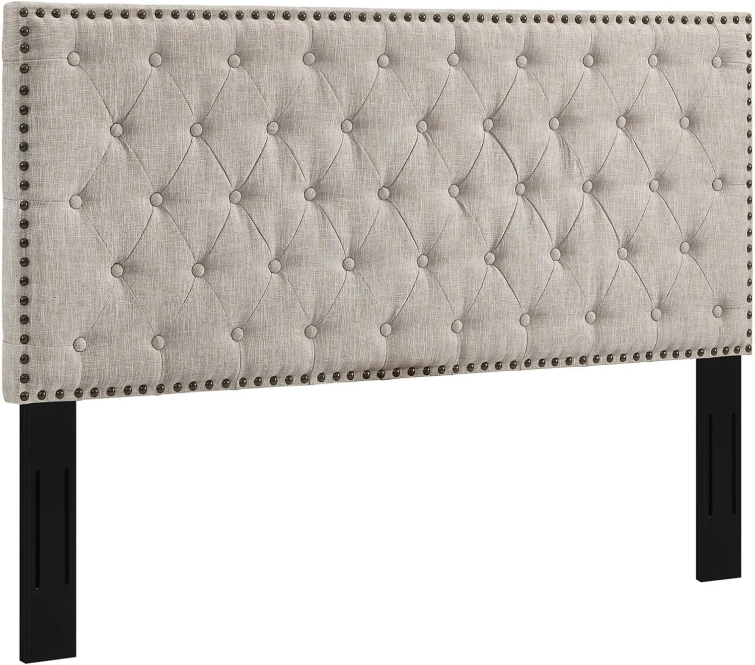 Helena Tufted Headboard -  Linen Fabric Upholstery, Adjustable Height, Nailhead Trim & Button-Tufting - Perfect For Contemporary, Modern, Or Farmhouse Bedroom Decor