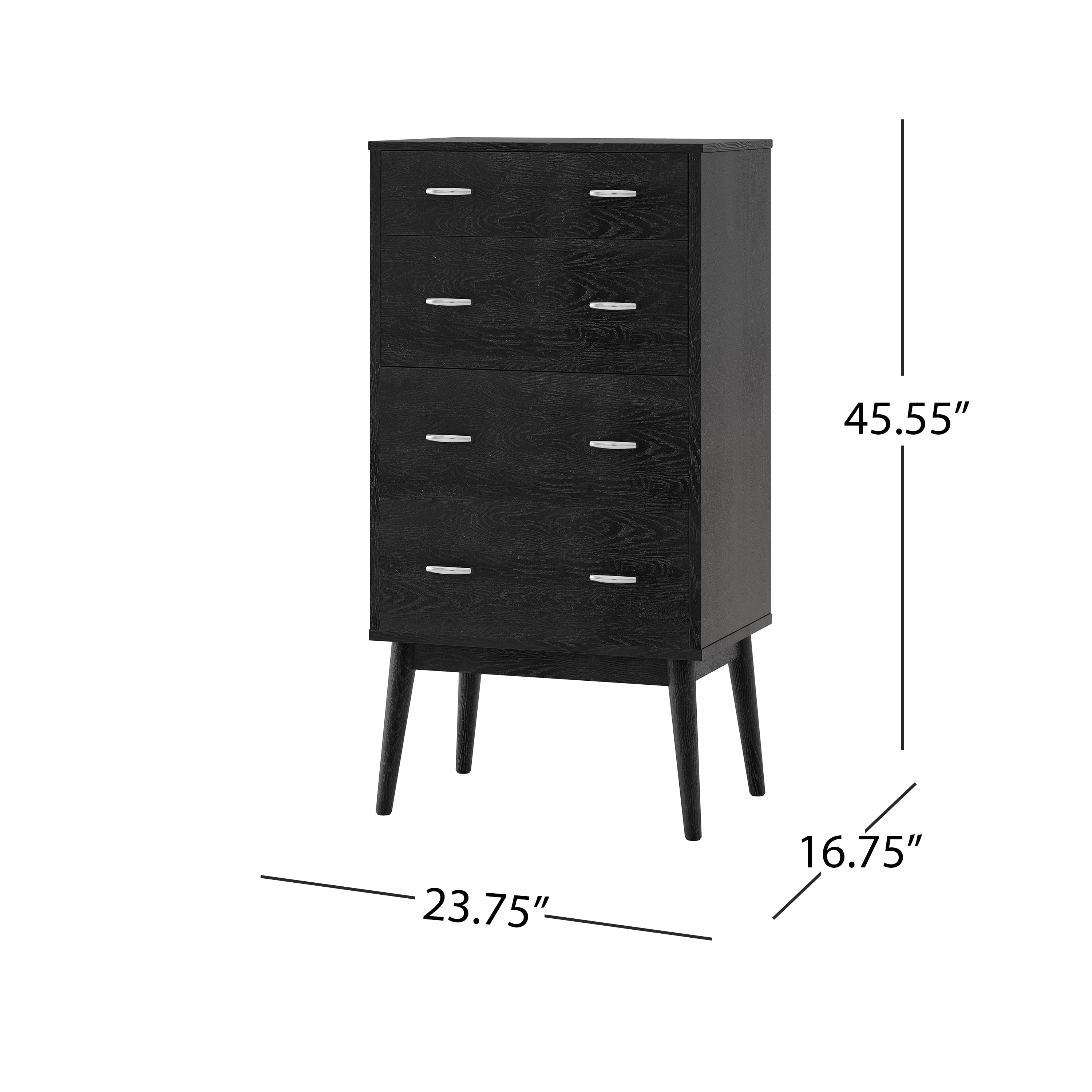 GDF Studio Wilbur Mid Century Modern Wooden 4 Drawer Dresser, Black