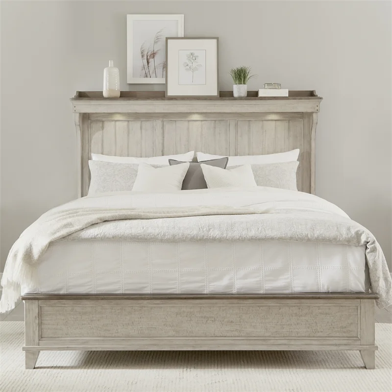 Ivy Hollow King Mantle Bed in Weathered Linen
