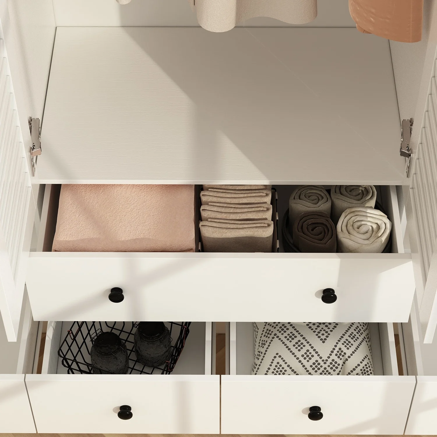 Bedroom Armoire Closet Armoire Wardrobe Closet Clothing Rod Drawer White