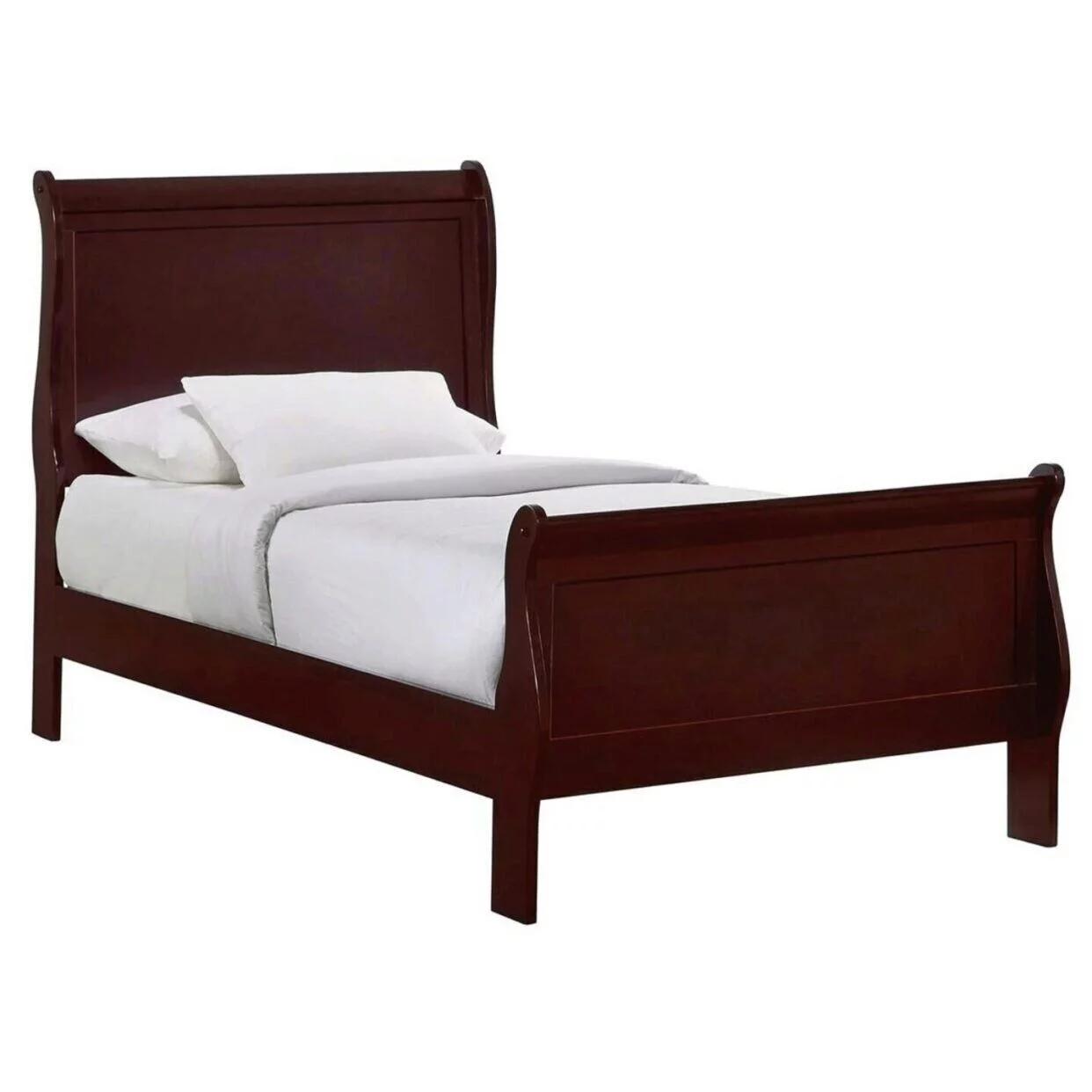 1pc Louis Philip Collection Twin Size Panel Bed Cherry Brown Finish Wooden Bedroom Furniture