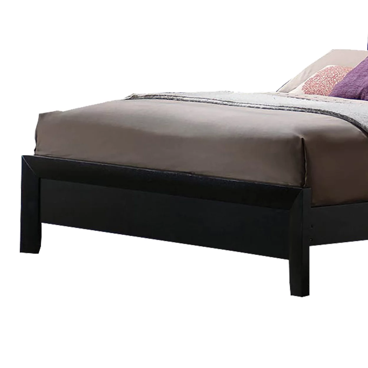 Platform Queen Bed with Sleigh Panel Headboard Black