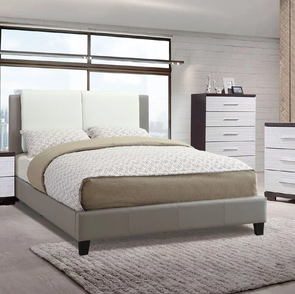 1pc Full Size Bed White Faux Leather Upholstered Headboard Bedroom Furniture