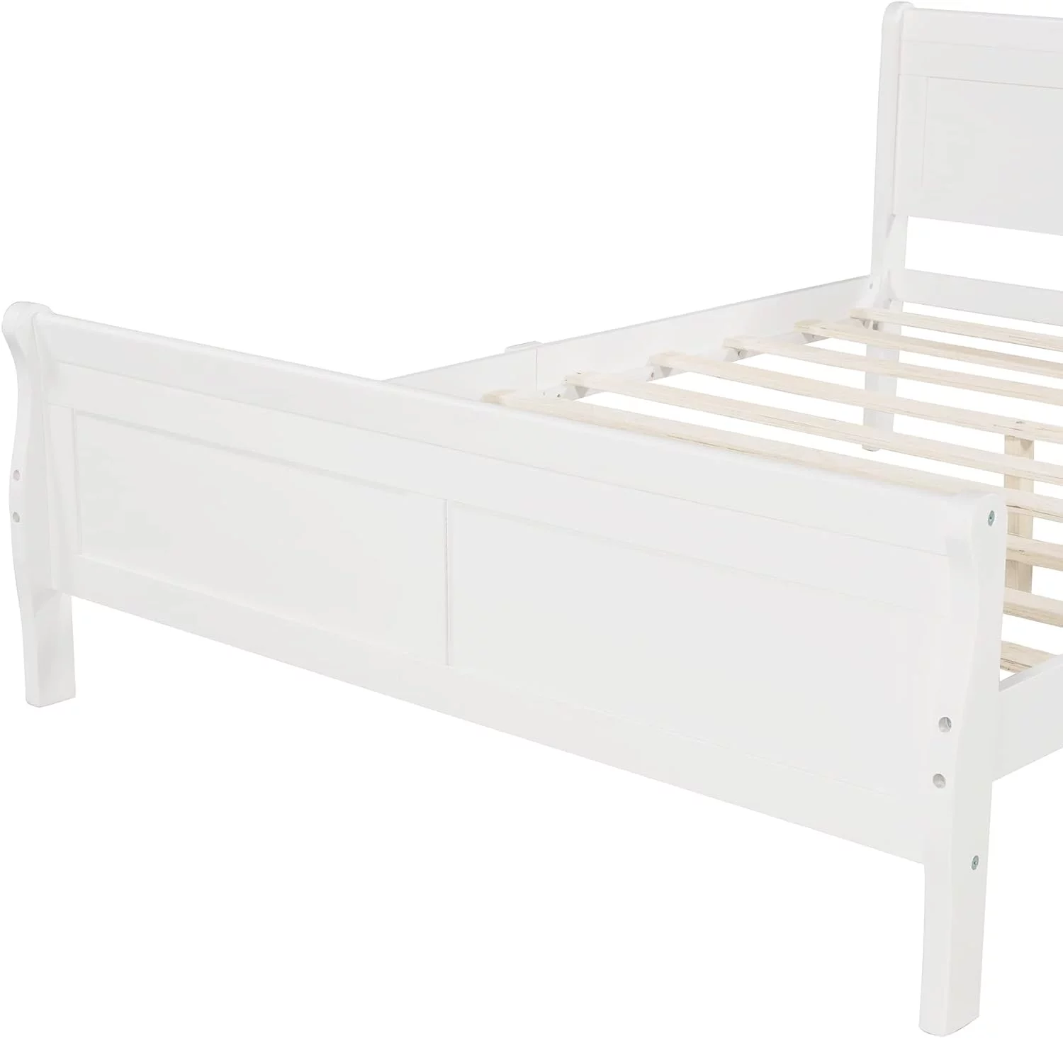 Classic Full Size Wood Platform Bed With Headboard/Footboard/Wood Slat Support And Solid Wood Legs, No Box Spring Needed (Pure White)