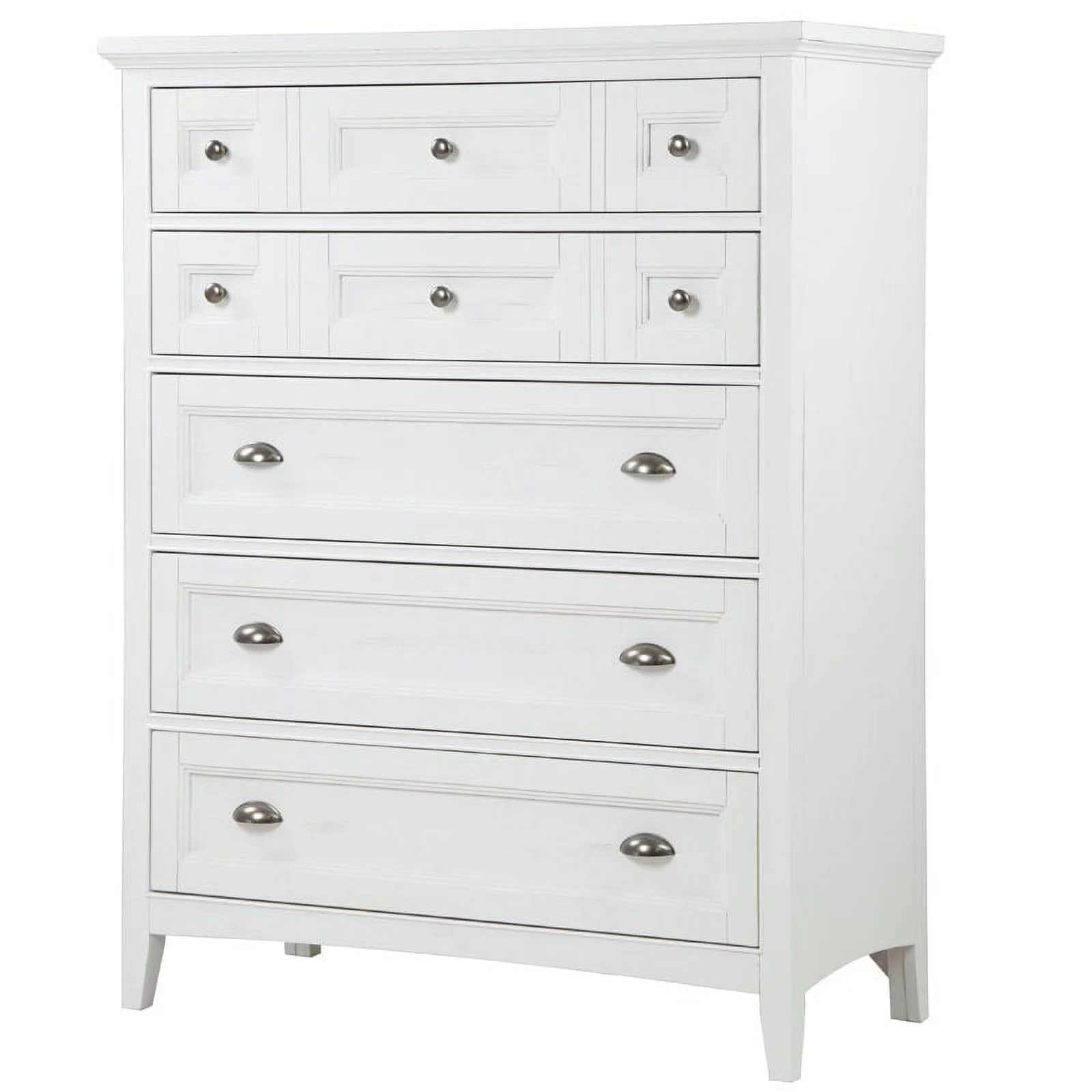 Bowery Hill Modern Wood Relaxed Traditional Soft White 5 Drawer Chest