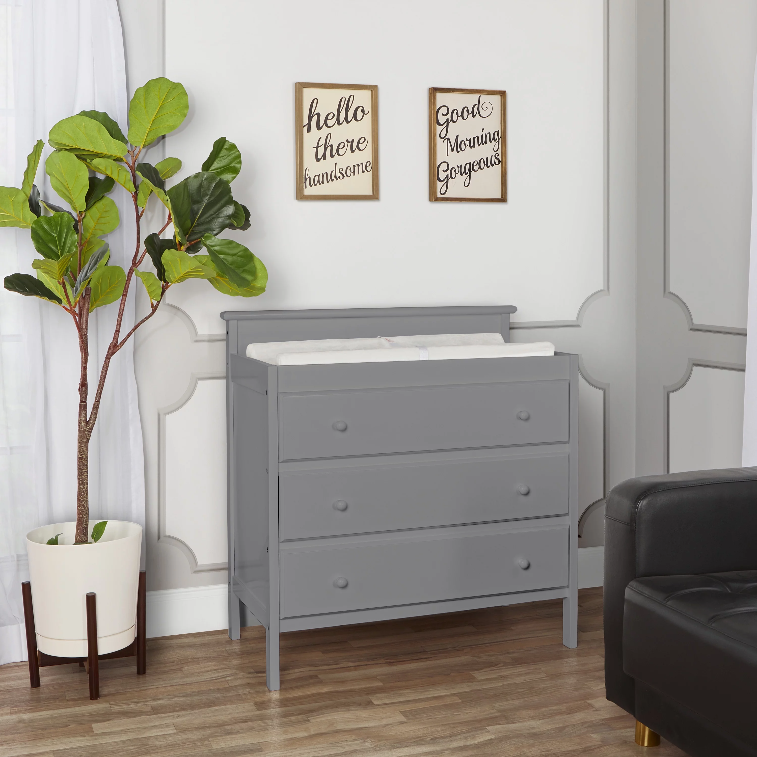 Dream On Me Mason Modern Changing Table With Free Changing Pad In Storm Grey