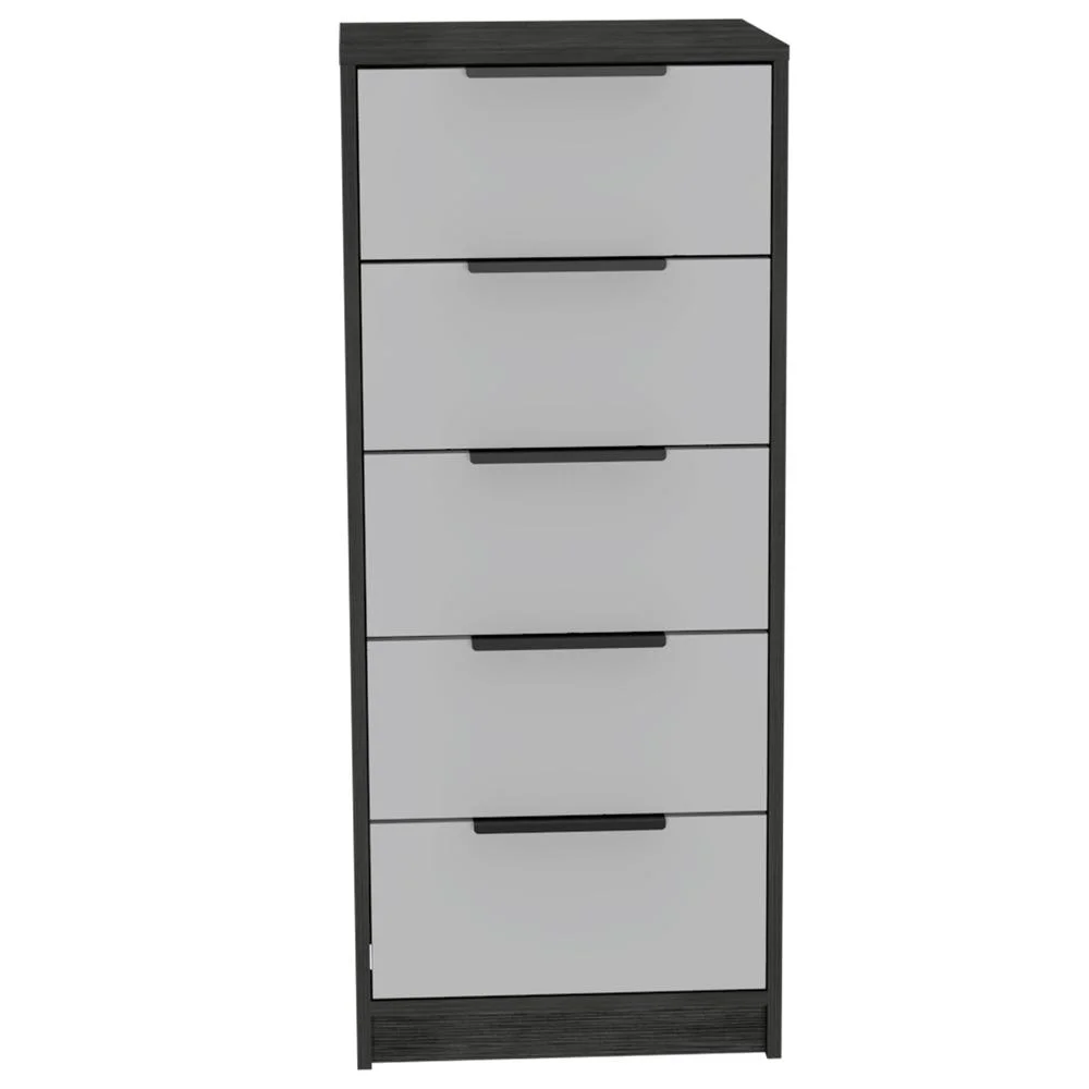 FM FURNITURE LLC Washington White 5 Drawer Dresser ,White / Smokey Oak