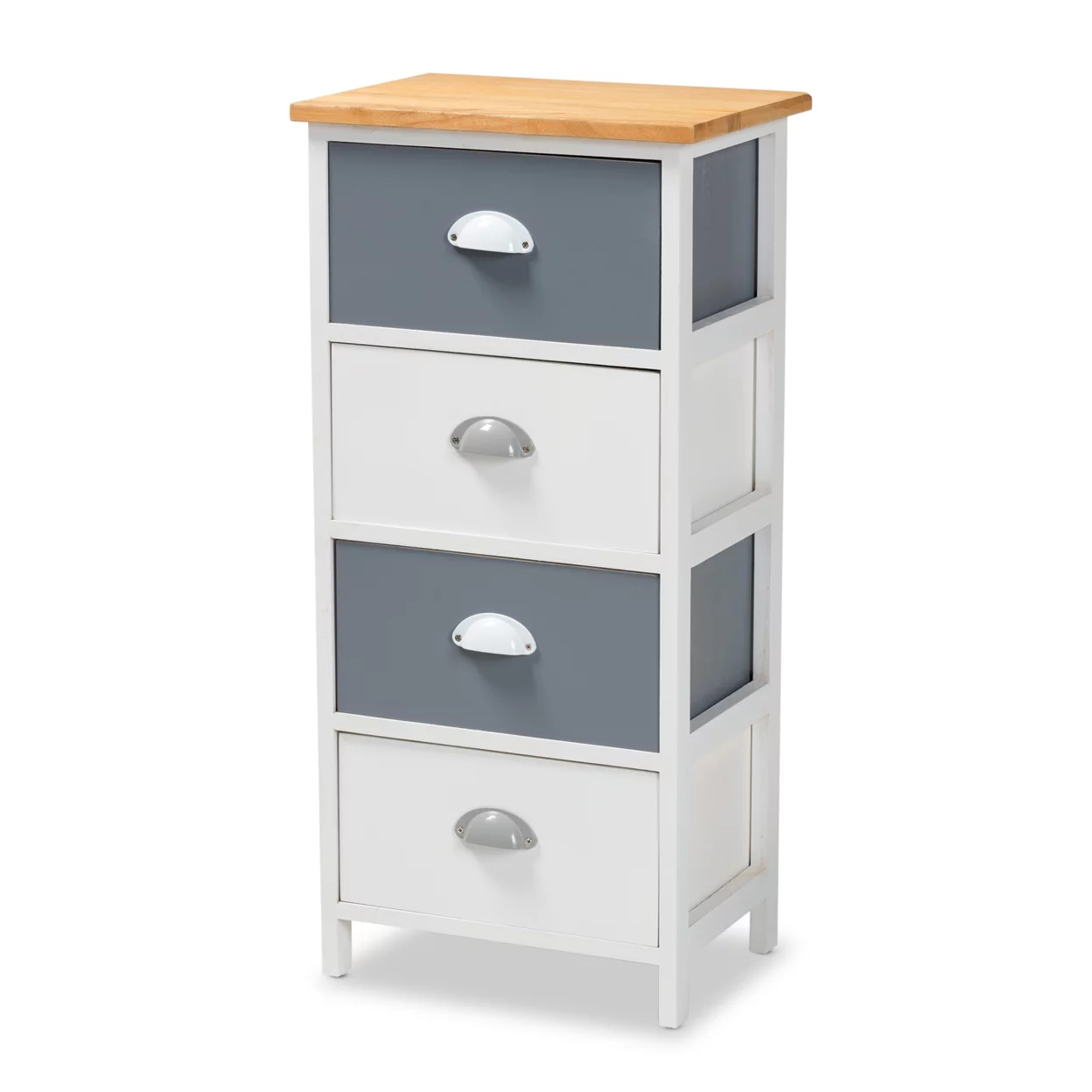 Baxton Studio Calandra Modern and Contemporary Oak Brown and Multi-Colored Wood 4-Drawer Storage Unit,Wholesale
