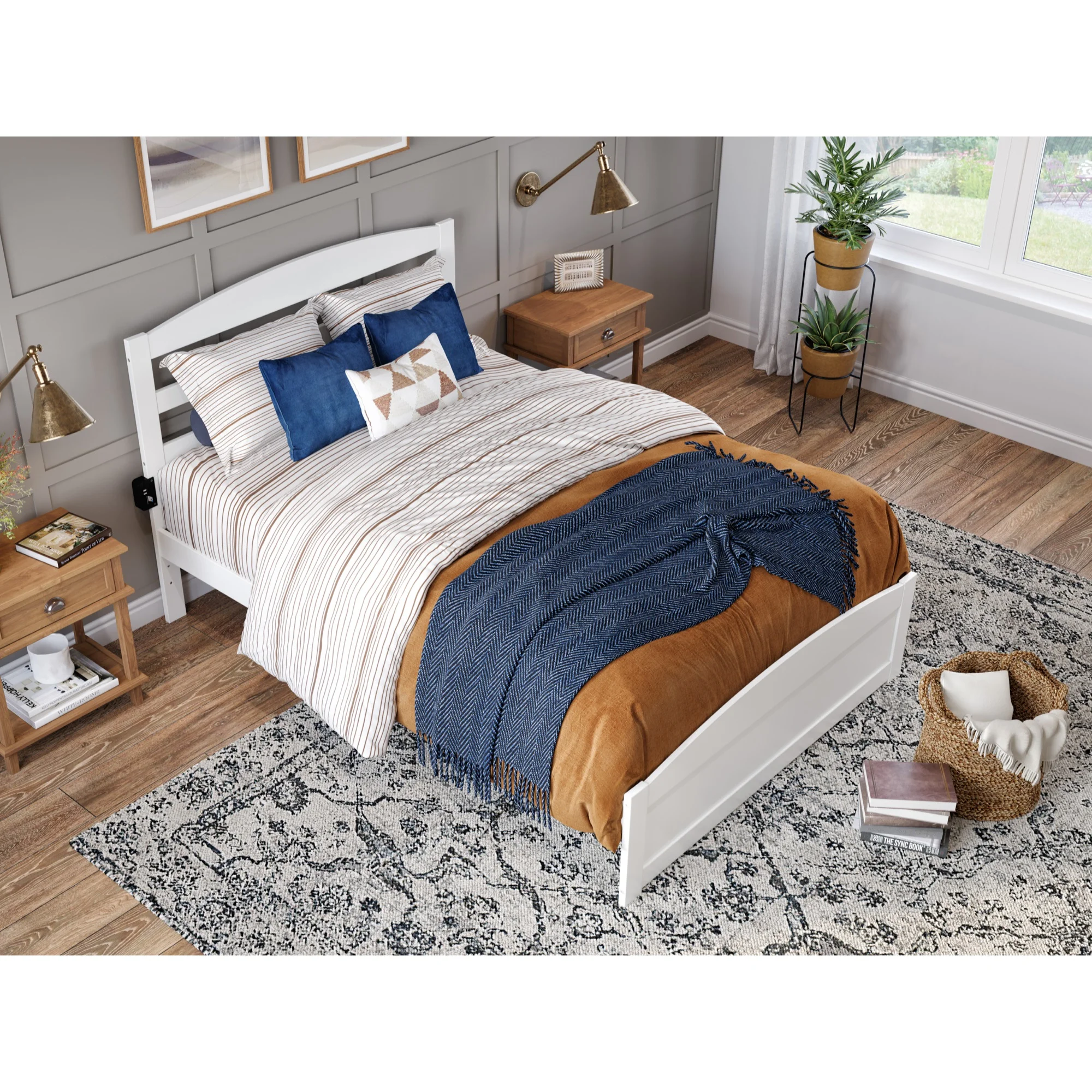 AFI Warren Solid Wood Full Bed w/ Footboard in White