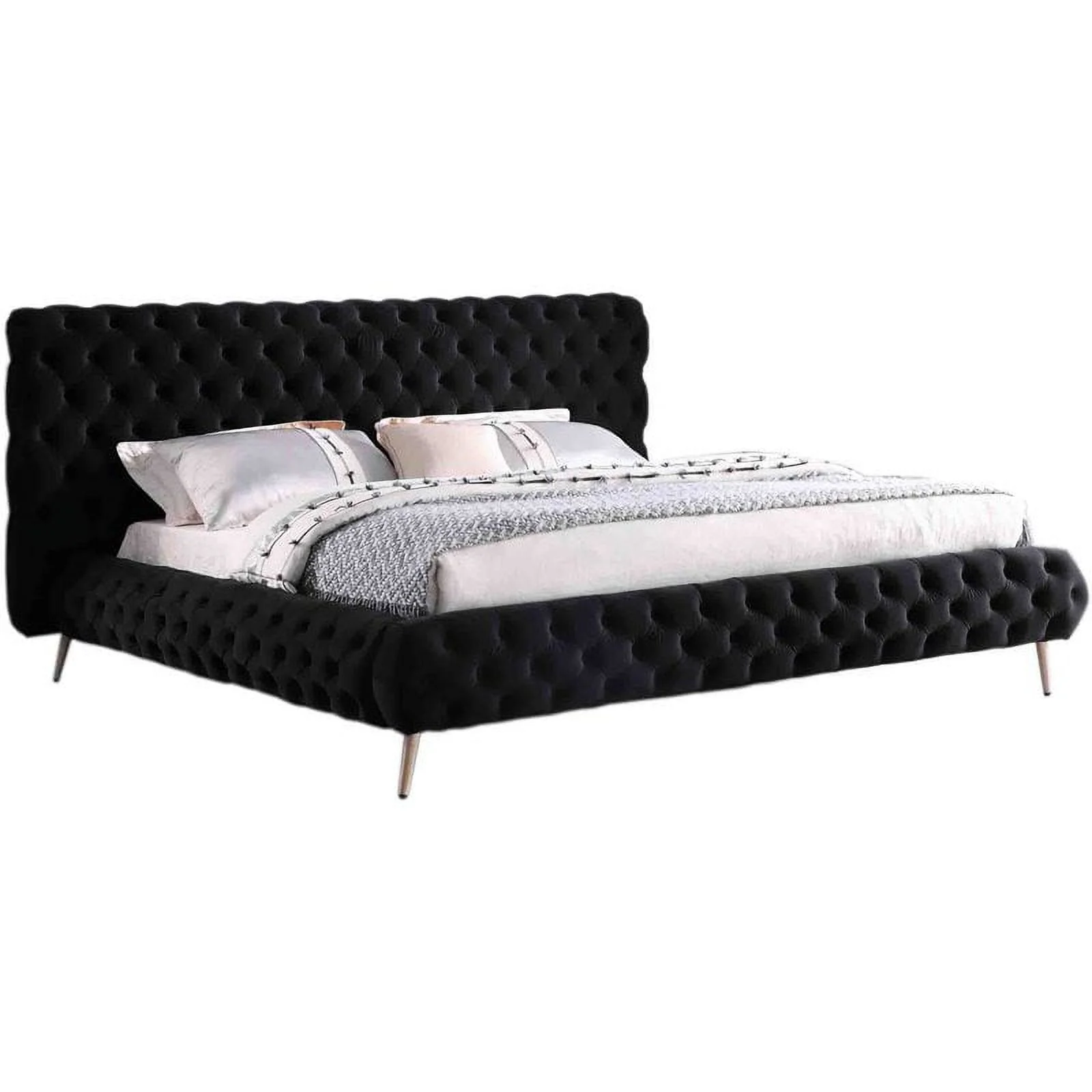 Best Master Furniture Demeter Tufted Fabric Platform King Bed in Black