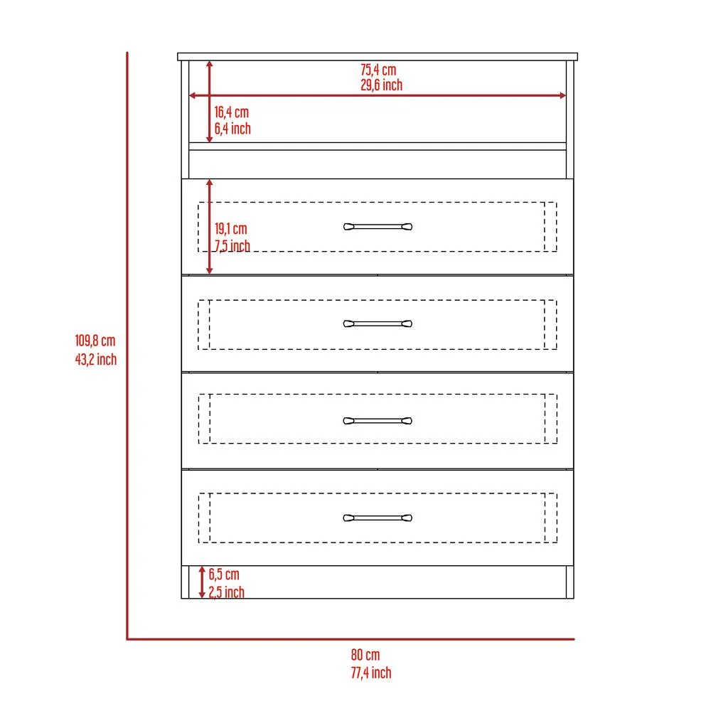 Kairo Dresser, Four Drawers, One Shelf, Superior Top