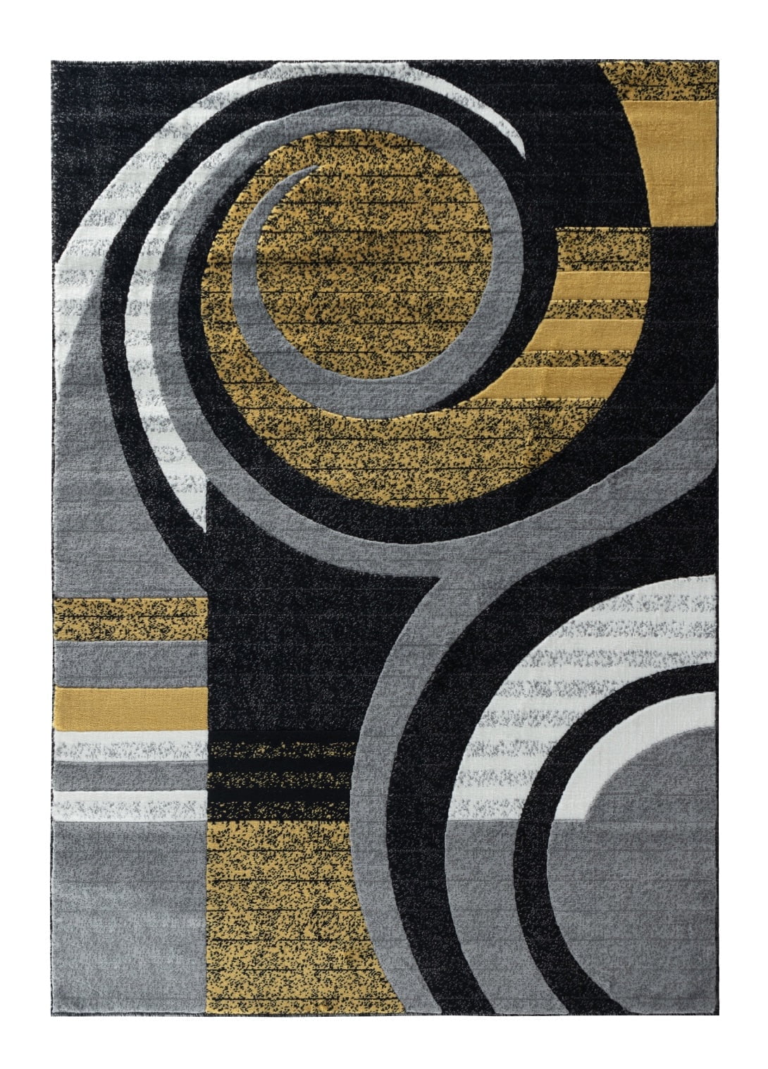 RUG AND DECOR Newport Collection Modern Abstract Design Area Rug D.Yellow Black White Grey Living Room Bed Room Carpet Alfombras para Sala