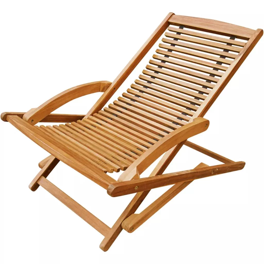 Anself Folldable Outdoor Chaise Lounge Chair Solid Acacia Wood Patio Sun Lounger Bed with Removable Footrest Recliner Deck Chair Pool Deck Backyard Garden Furniture 59 x 28 x 27 Inches (L x W x H)