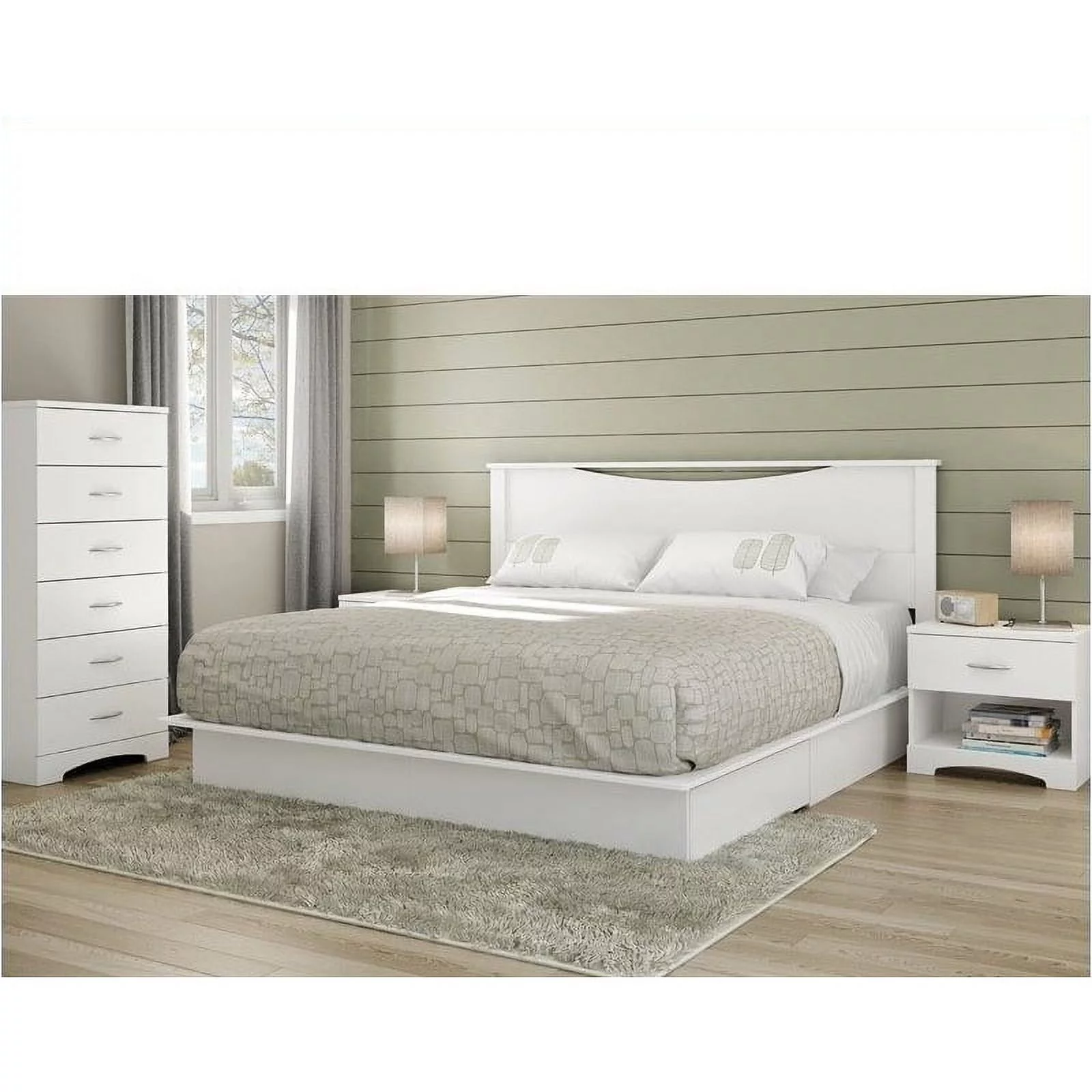 Pemberly Row Traditional 6-Drawer Wood Single Chest in Pure White