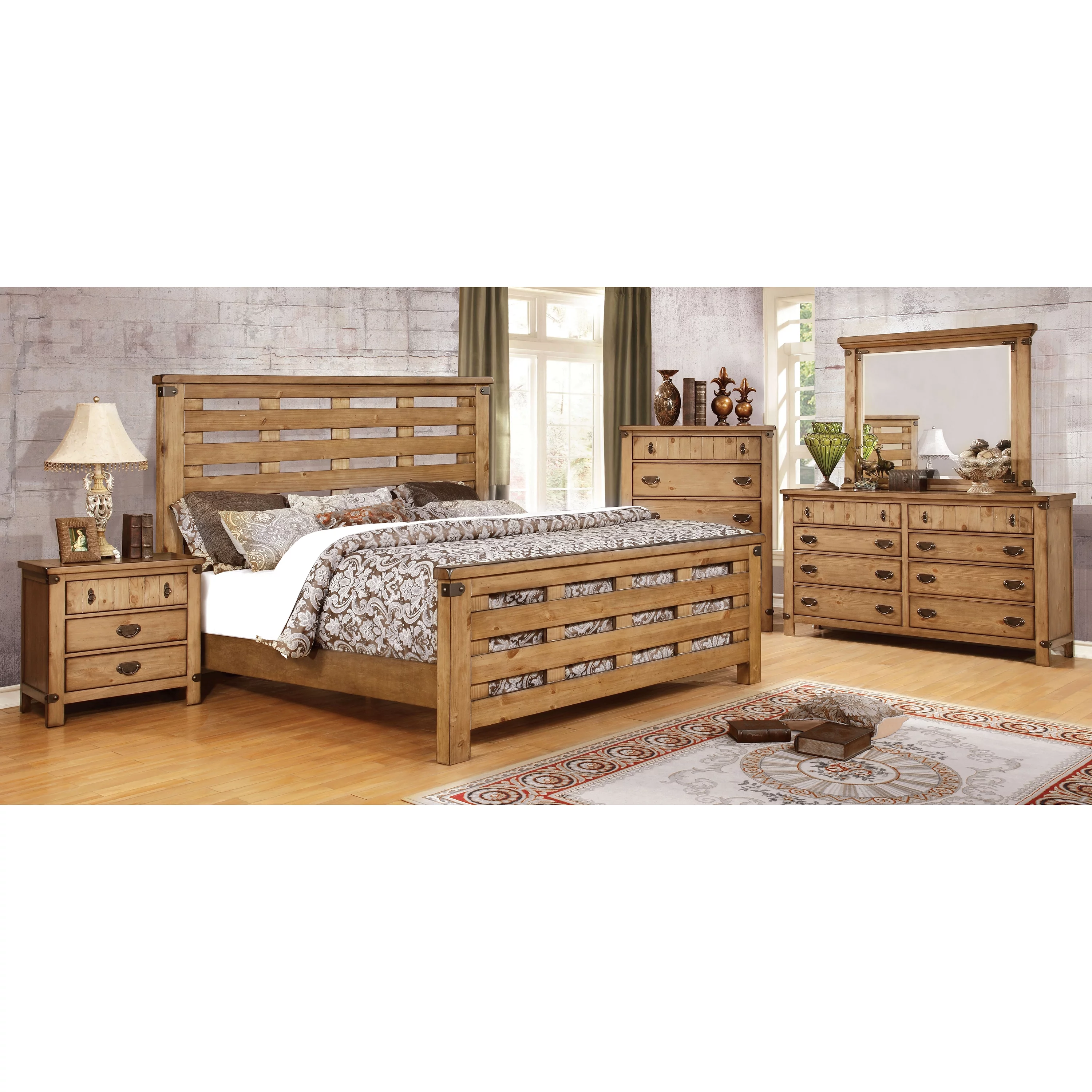 Furniture of America Moira I Wood Panel Bed, California King, Weathered Elm