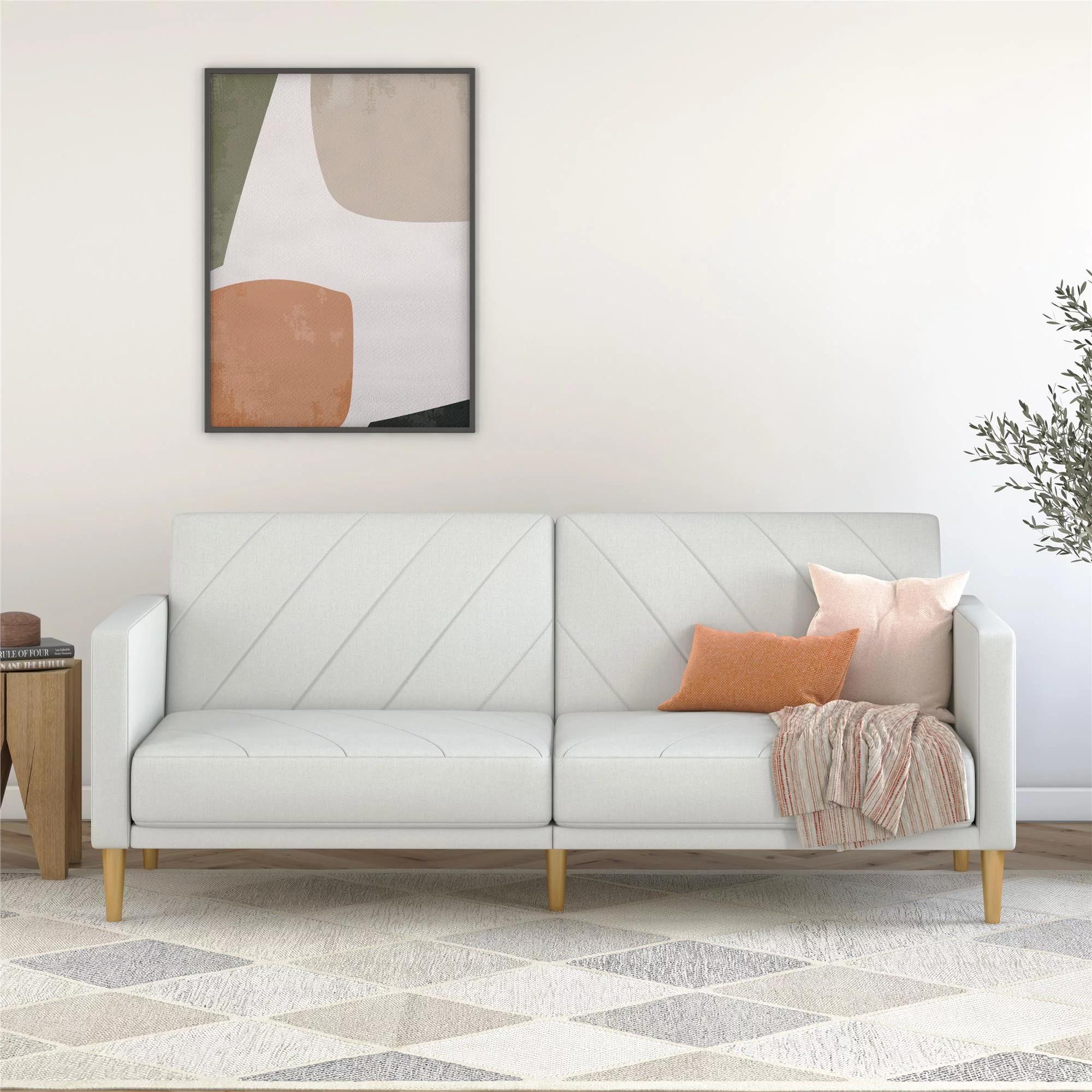 DHP Alicent Futon Sofa Bed and Couch Sleeper, Light Gray Linen