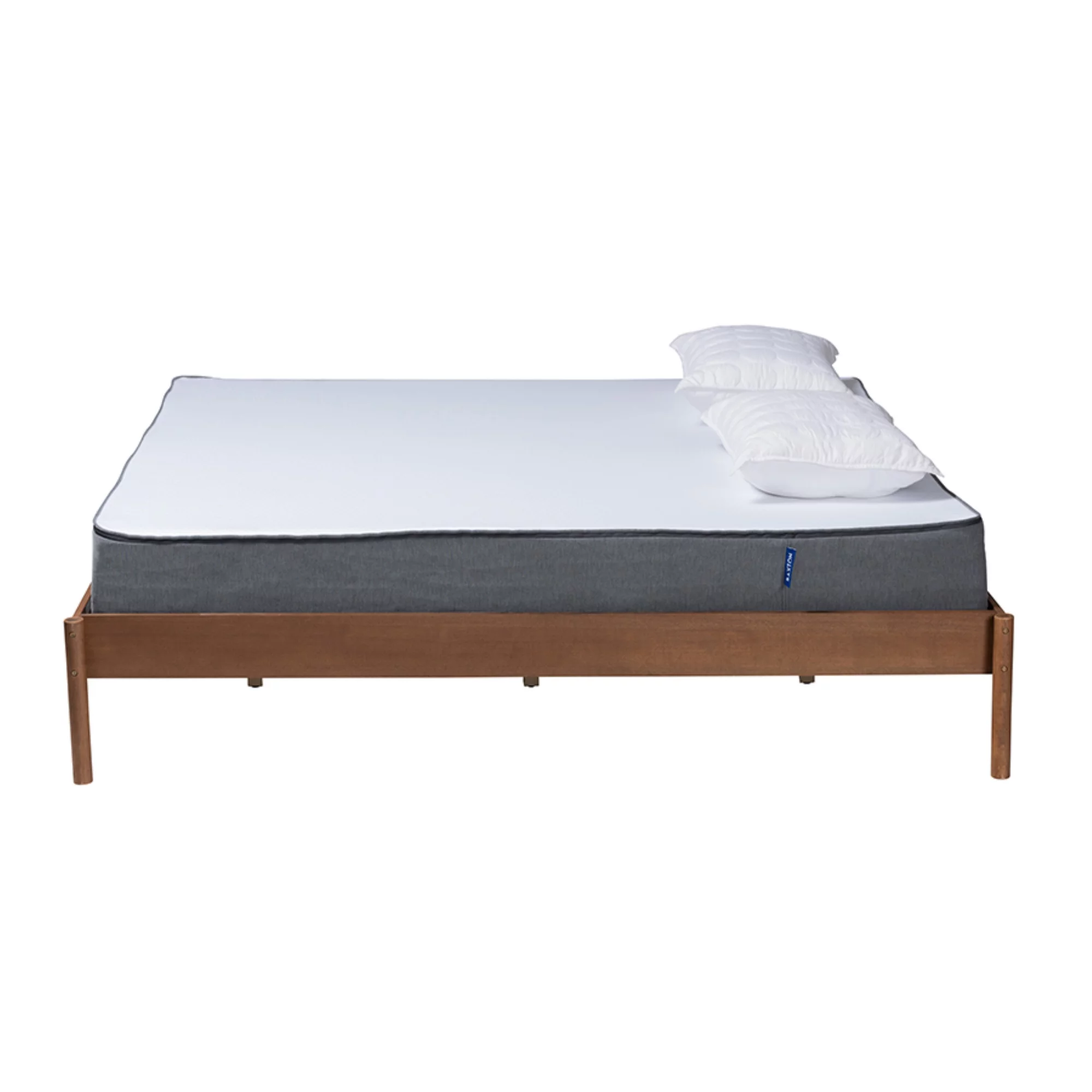 Baxton Studio Agatis Ash Walnut Finished Wood King Size Bed Frame
