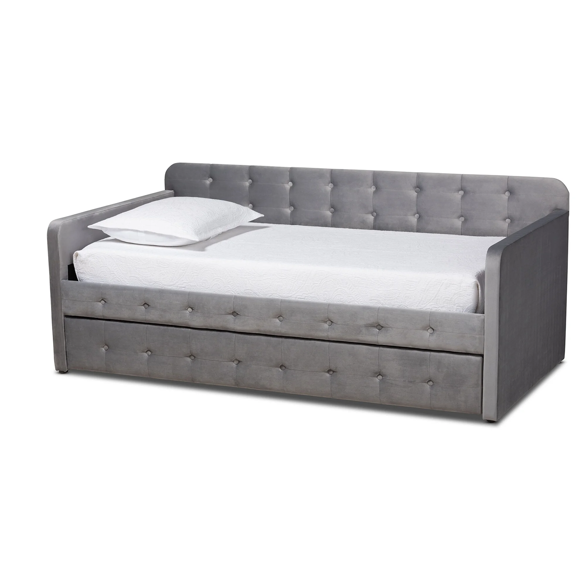 Baxton Studio Jona Modern and Contemporary Transitional Daybed with Trundle Grey Twin