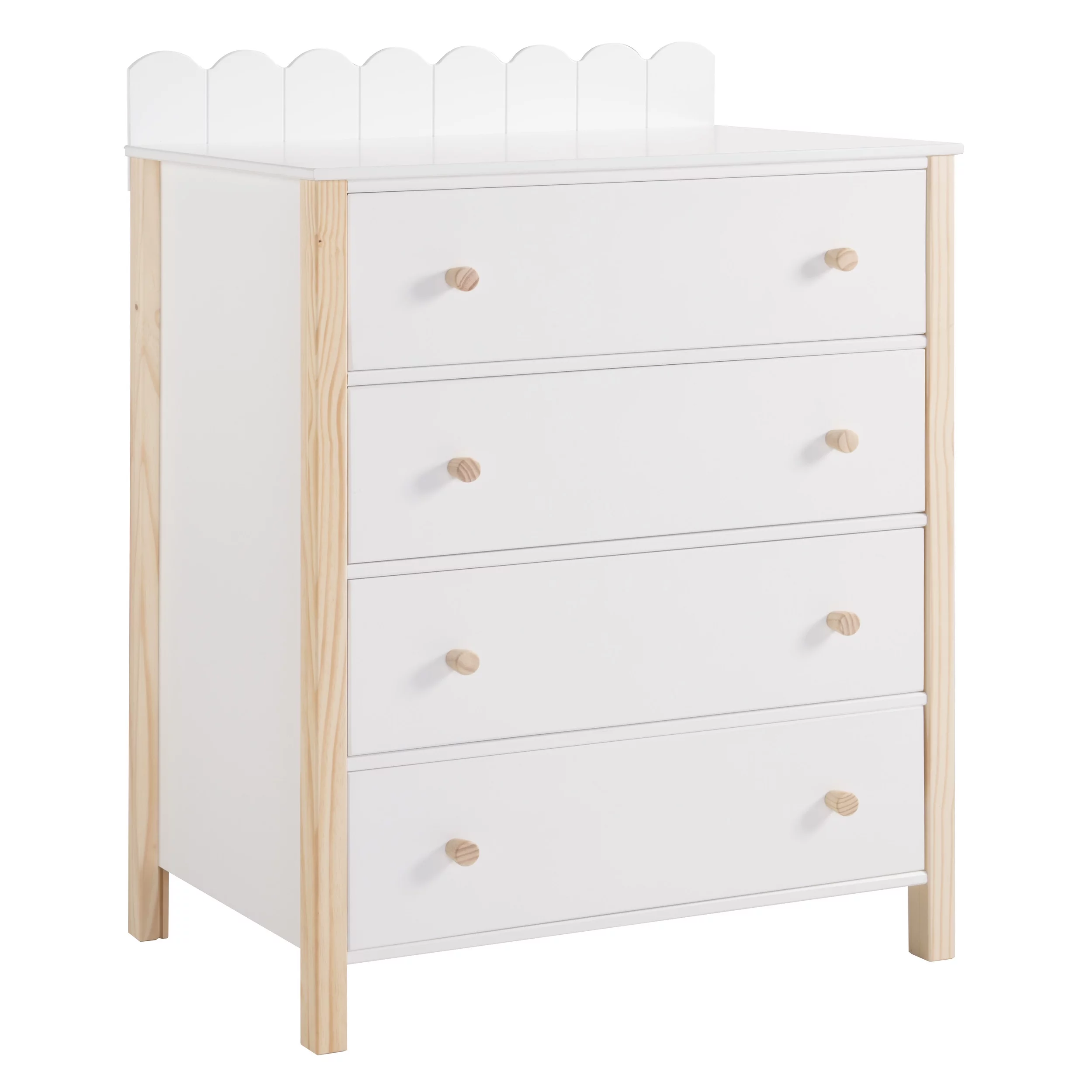Allyson 4-Drawer Kid's Chest, White and Natural