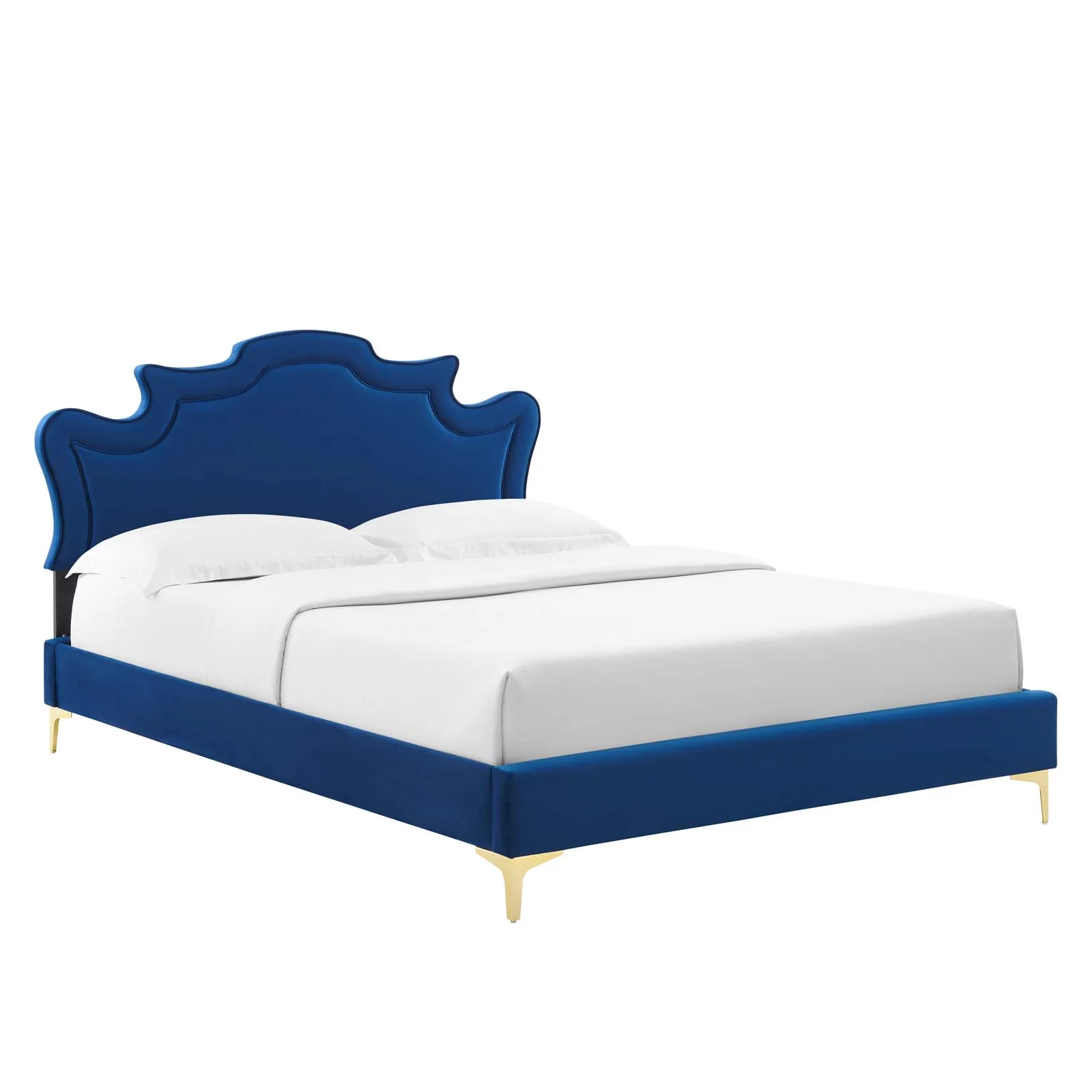 Modway Neena Performance Velvet Full Bed in Navy