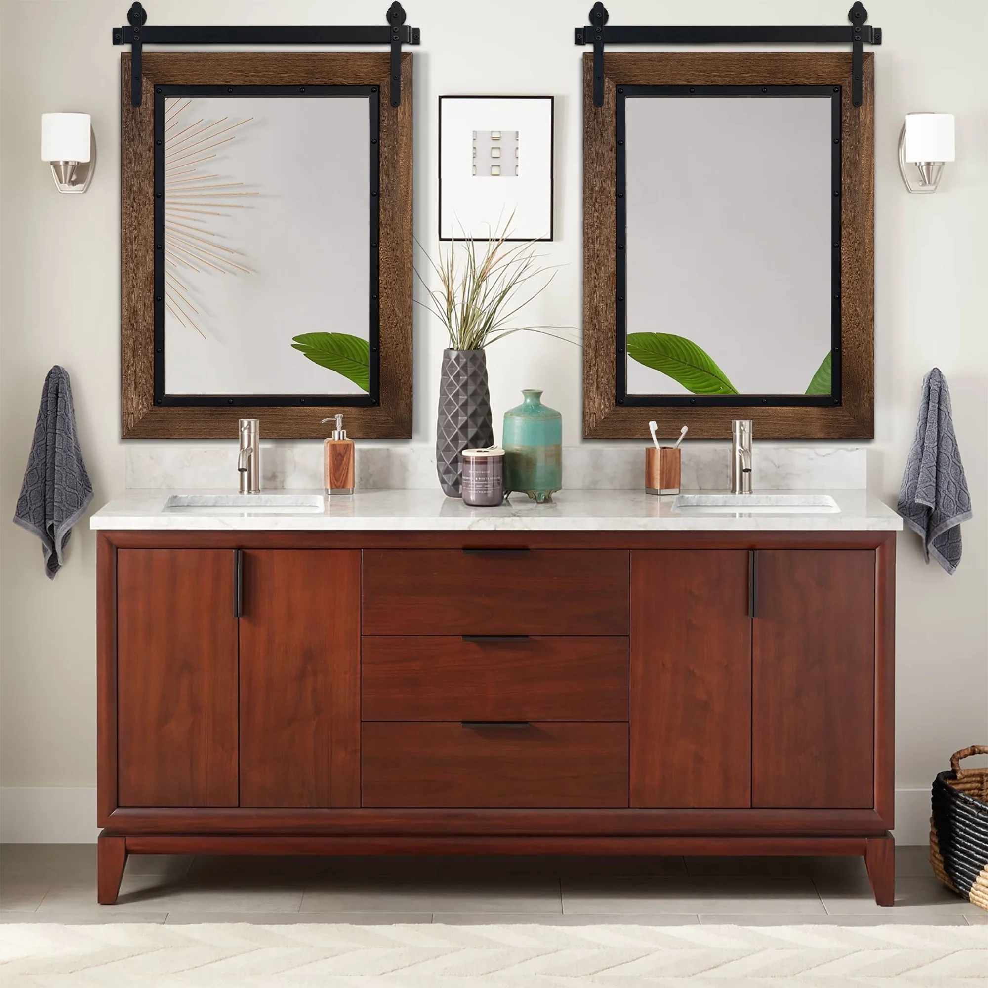 YOSHOOT Farmhouse Barn Door Mirror,32