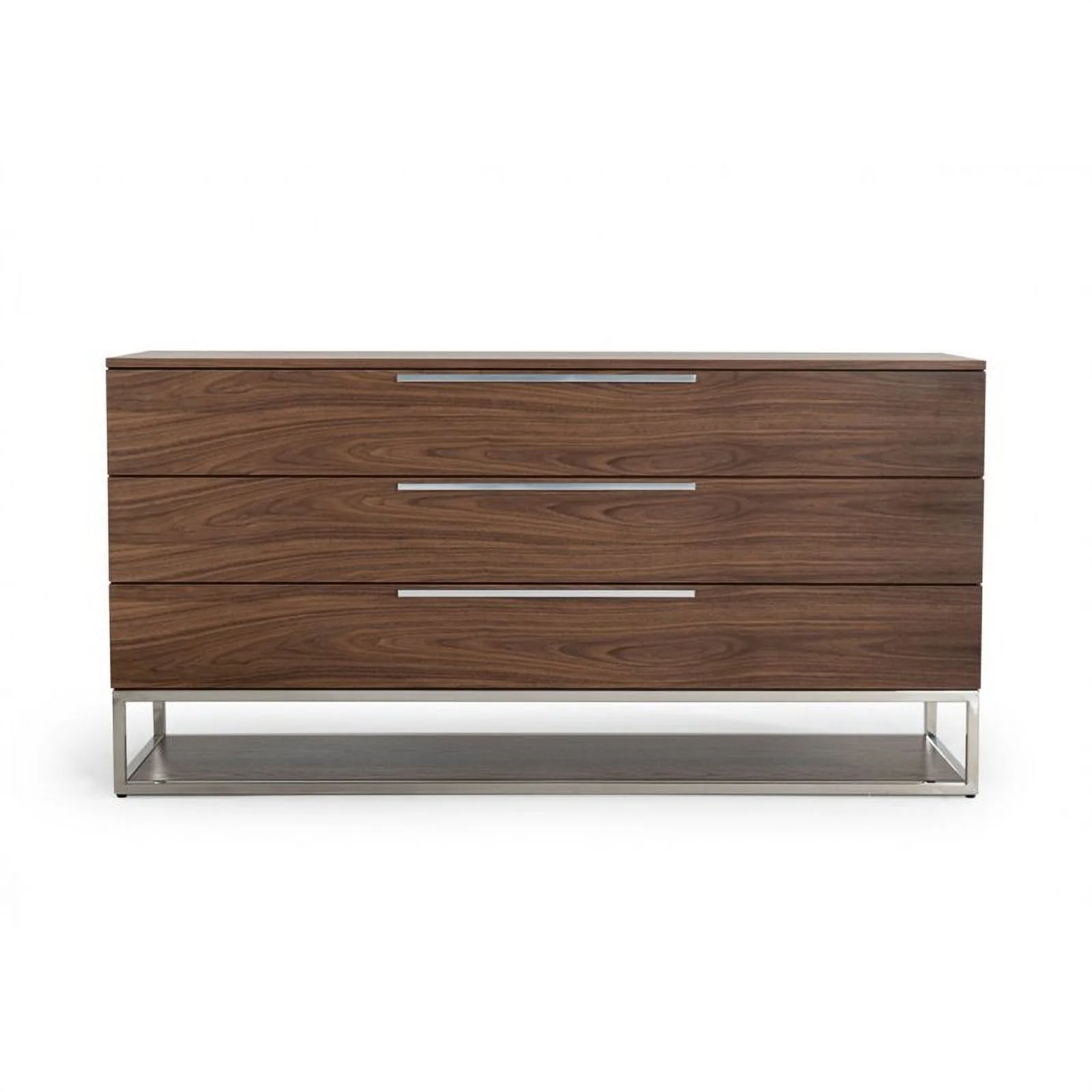 Limari Home Heloise Wood and Stainless Steel Bedroom Dresser in Walnut