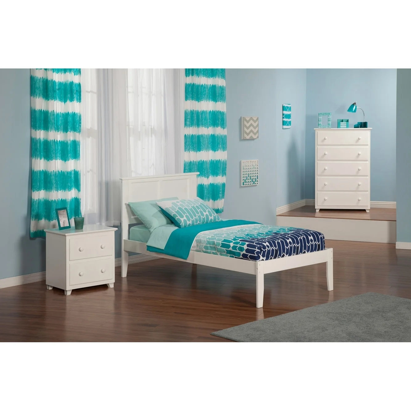 AFI Madison Twin Platform Bed with Open Foot Board in White