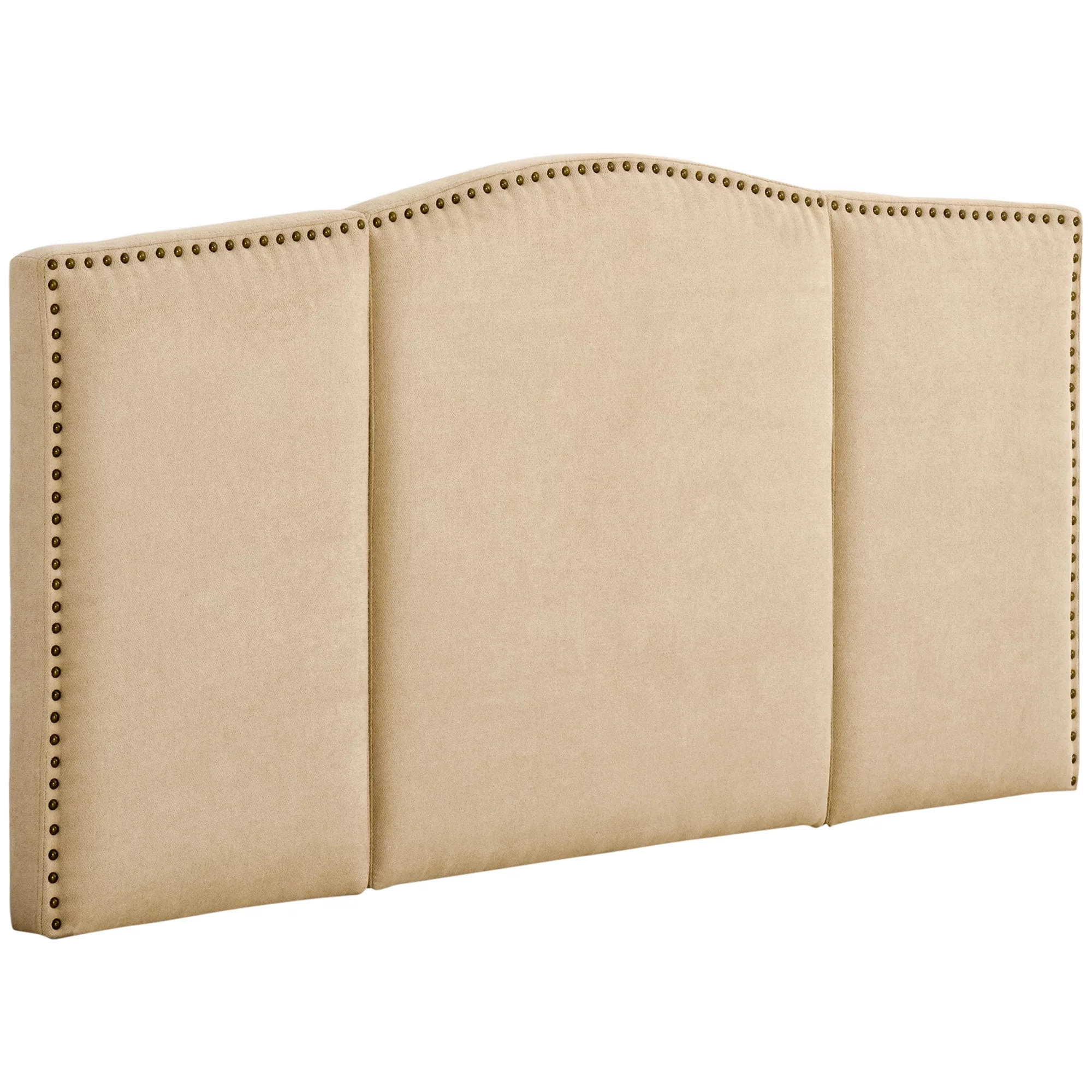 HOMCOM Upholstered Headboard Bedhead Board Nail Head Trim for 58.25'' Bed Beige