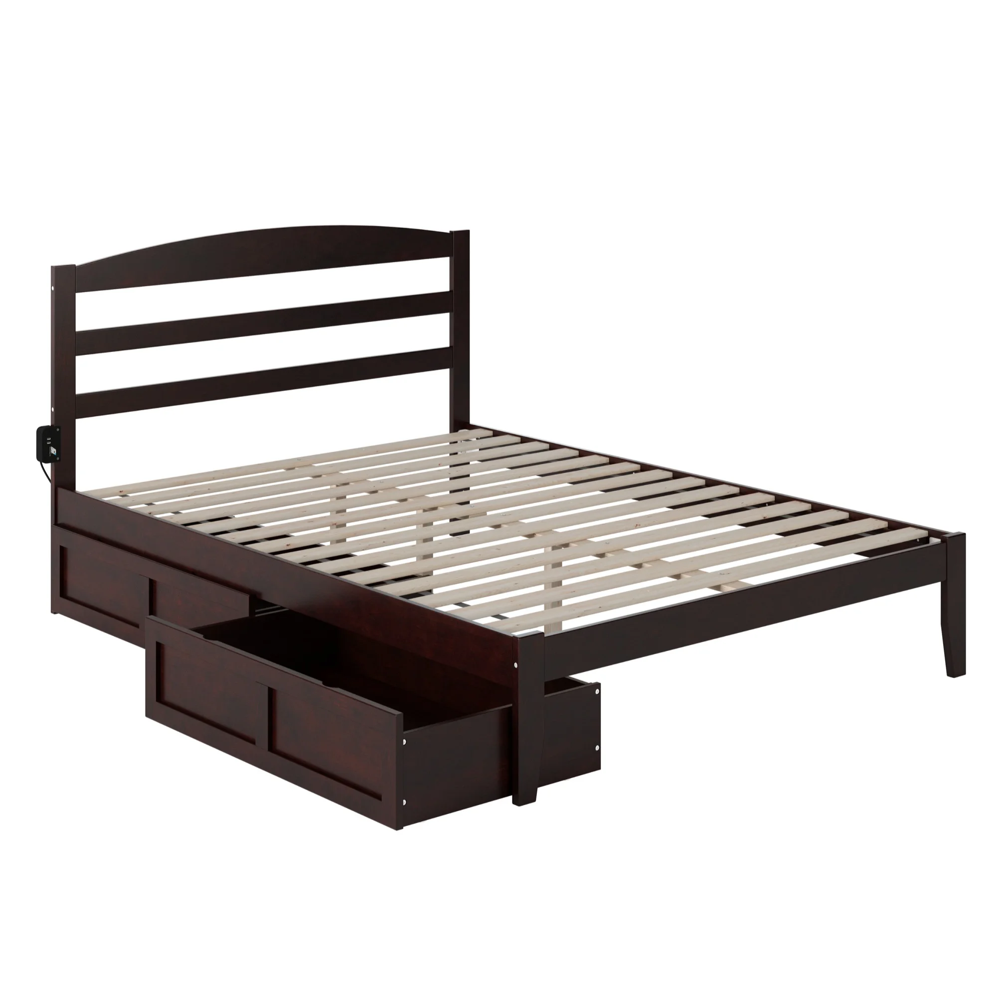 Warren, Solid Wood Platform Bed with Storage Drawers (Set of 2), Queen, Espresso