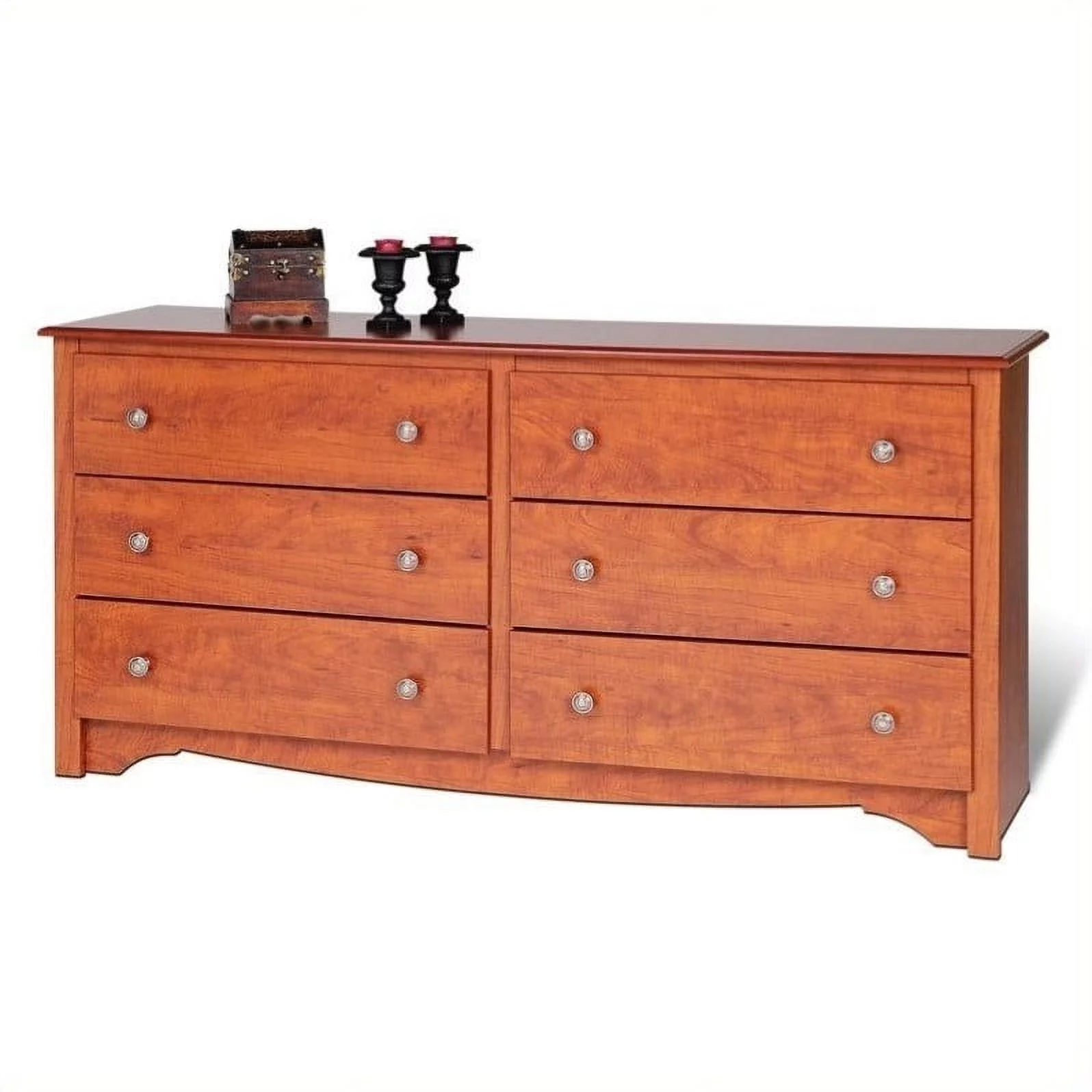 Prepac Monterey Cherry 2 Piece 6 Drawer Dresser and 2 Drawer Night Stand Set in Cherry