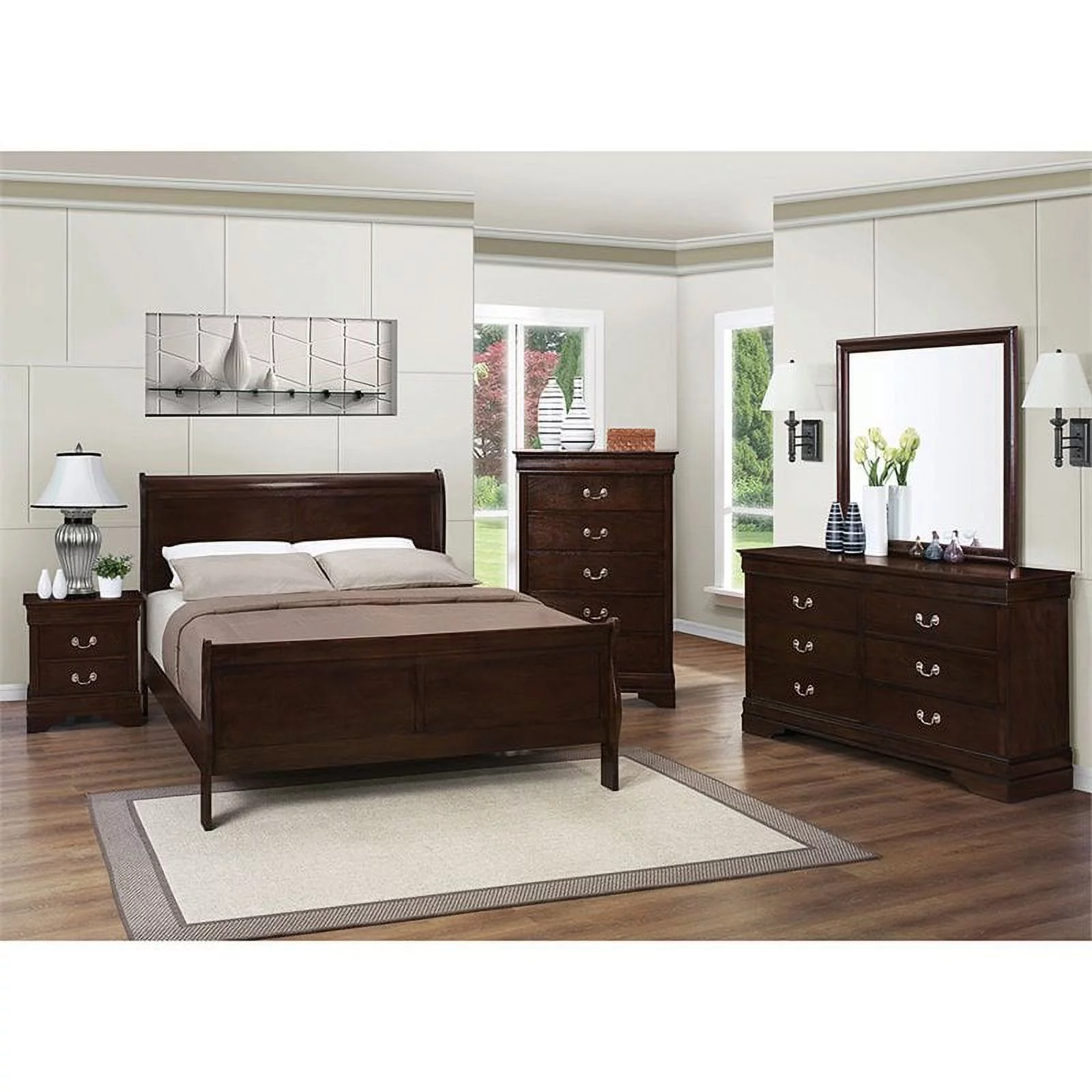 Bowery Hill 6 Drawer Double Dresser in Cappuccino