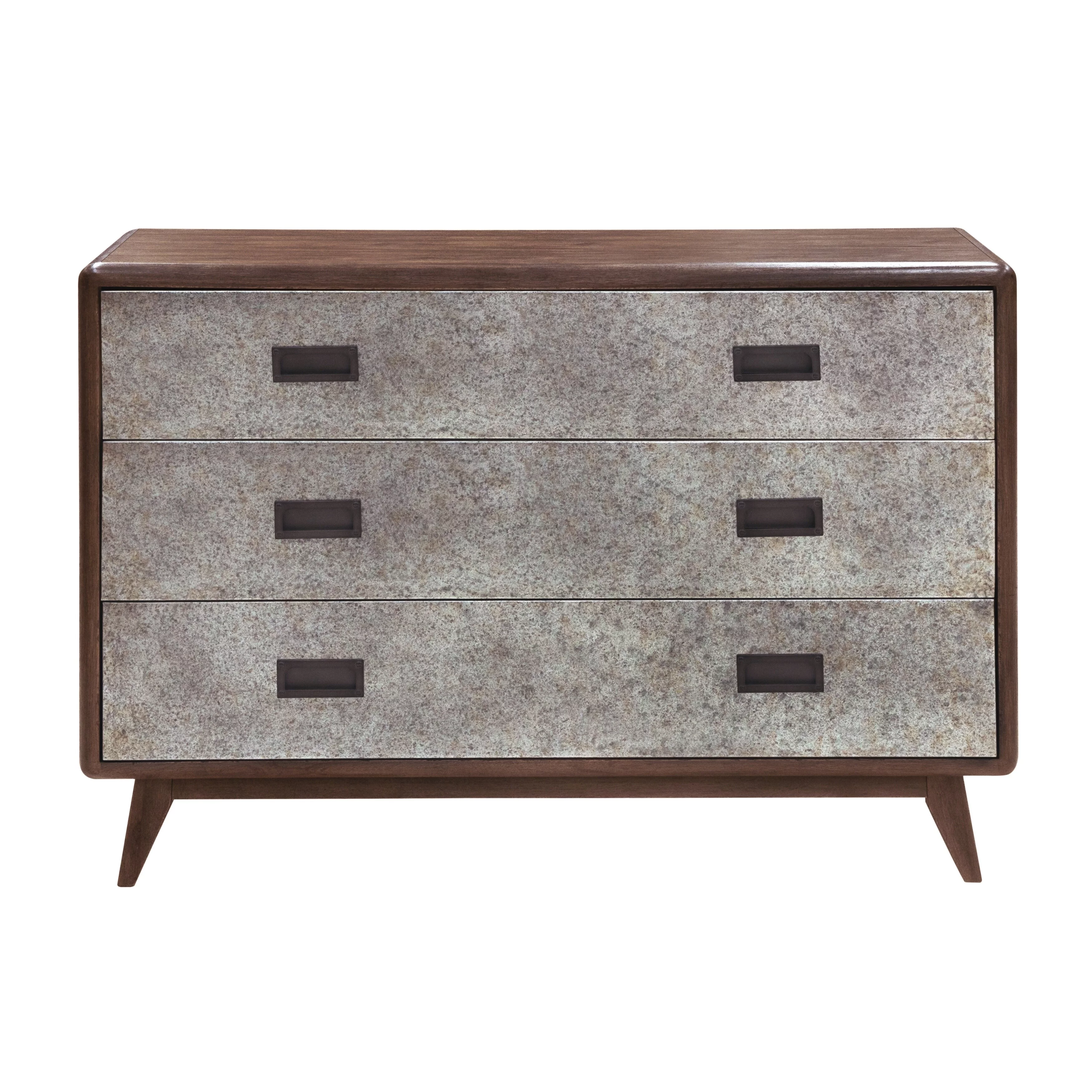 Metal Front Dark Oak Drawer Chest