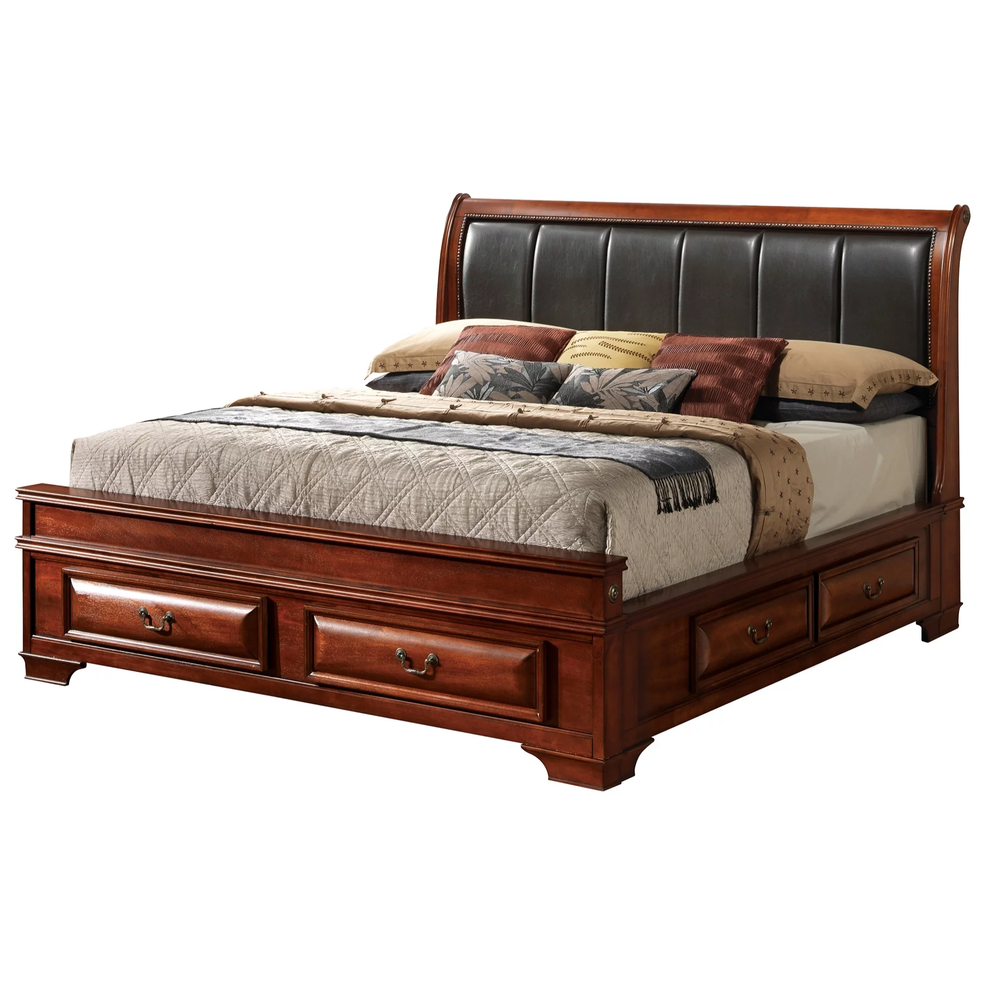 Passion Furniture LaVita Oak Full Panel Beds, PF-G8850C-FB3
