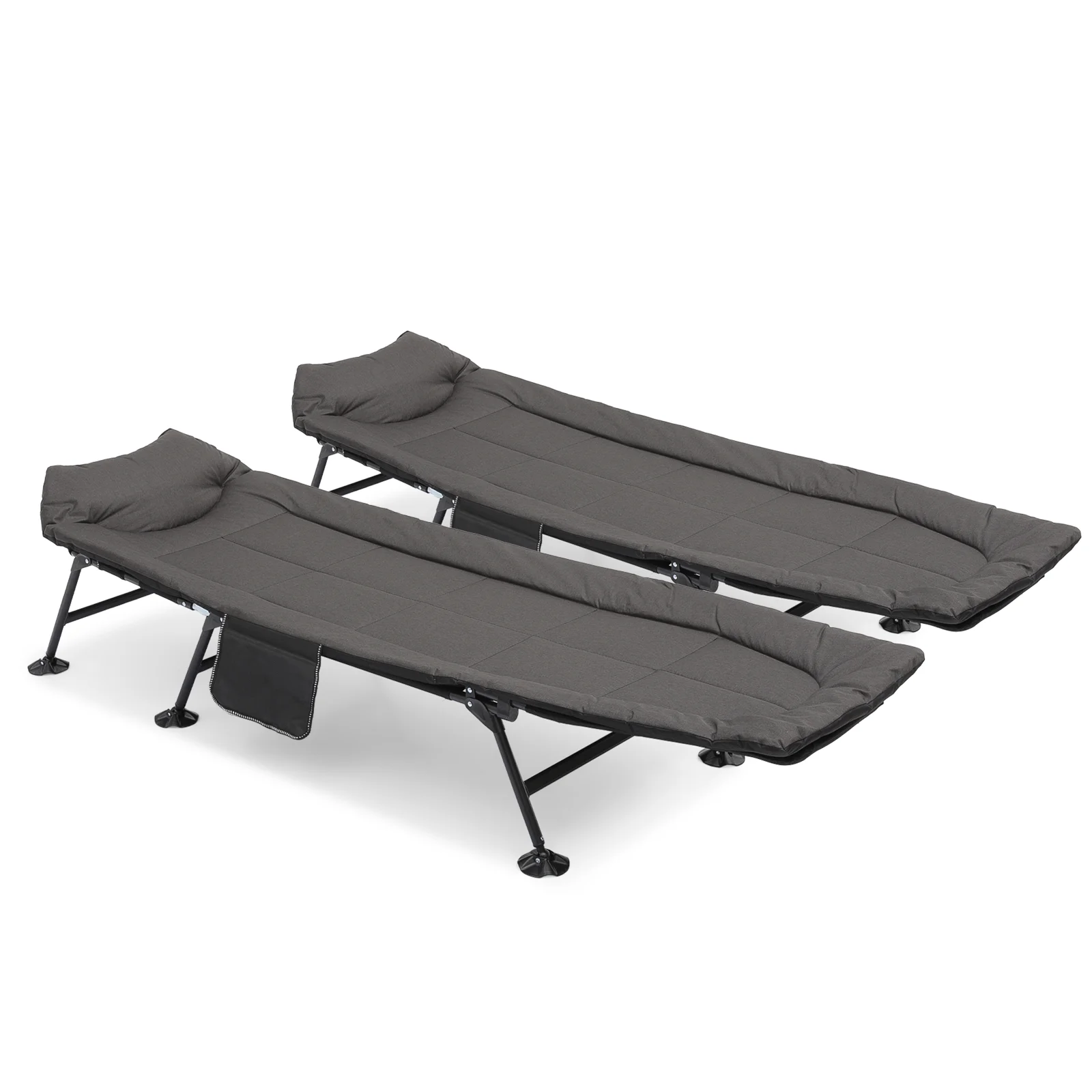 Magshion 2 Pack Folding Camping Cot with Mattress, Portable Travel Padded Camp Cot with Adjustable Backrest, Sleeping Bed with Carry Bag for Home Office Nap Outdoor, Black