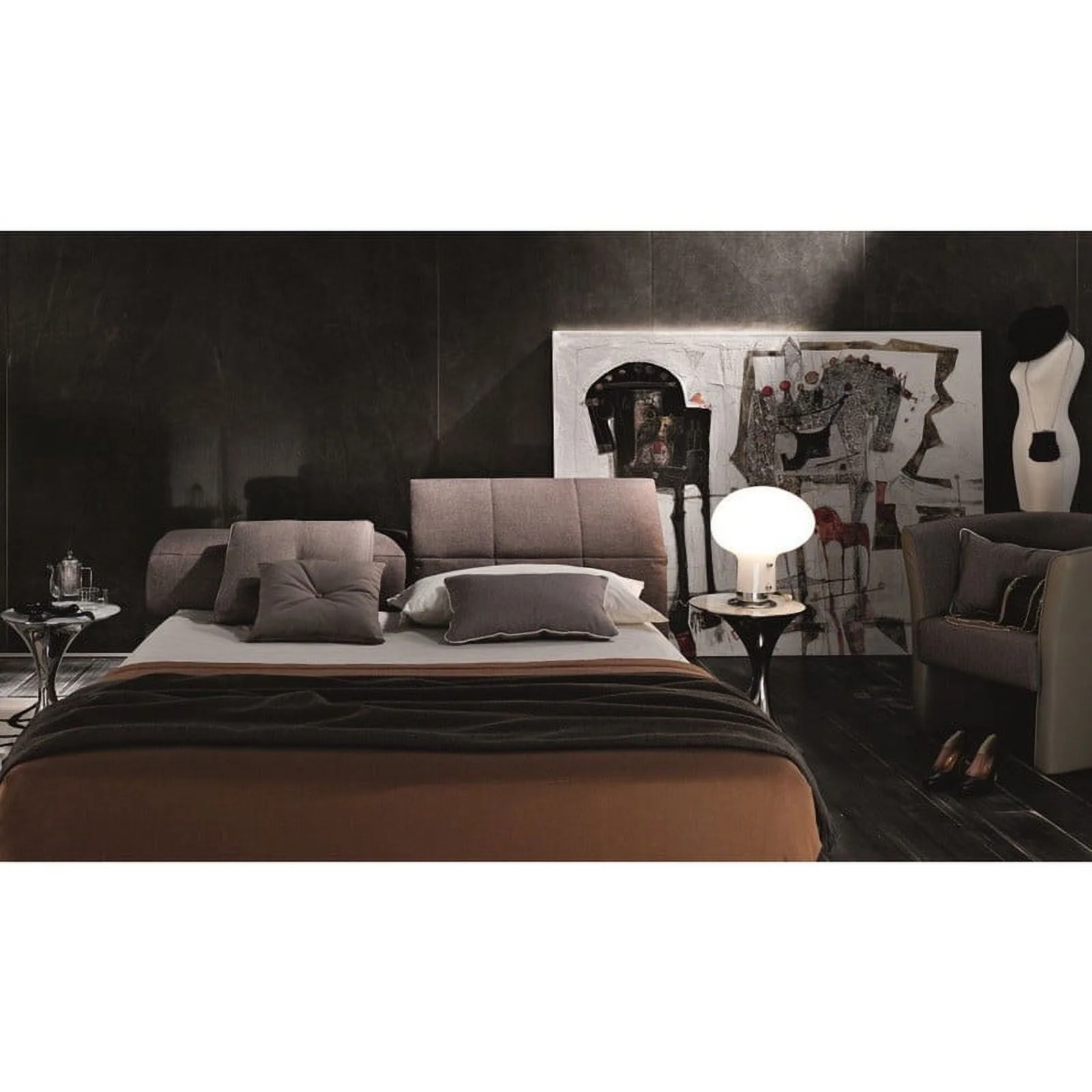 Tower Modern Style Storage Bed, Queen Size, Taupe