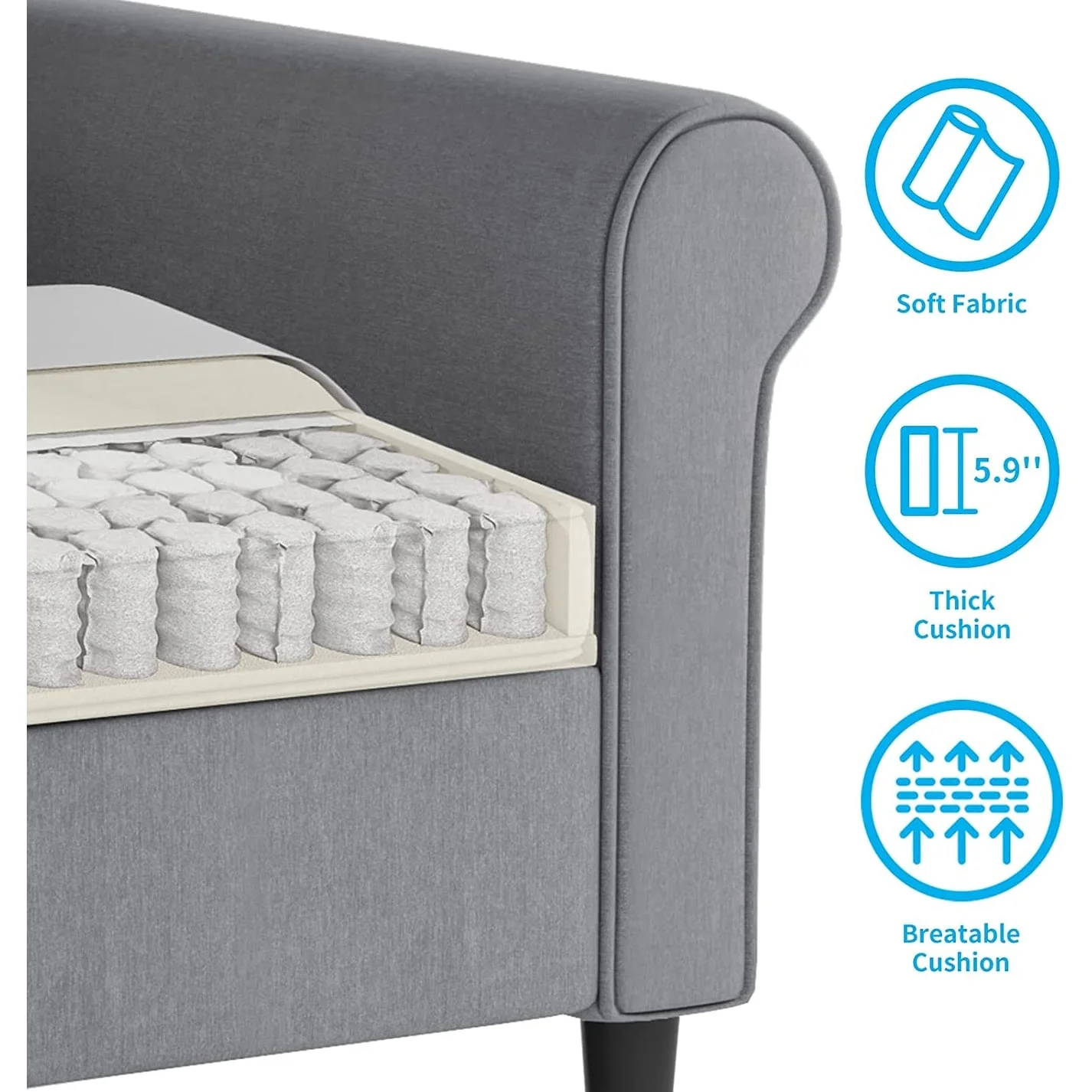 Mixoy Modern Sleeper Sofa,DIY Combination Sectional Single Couch Light Grey