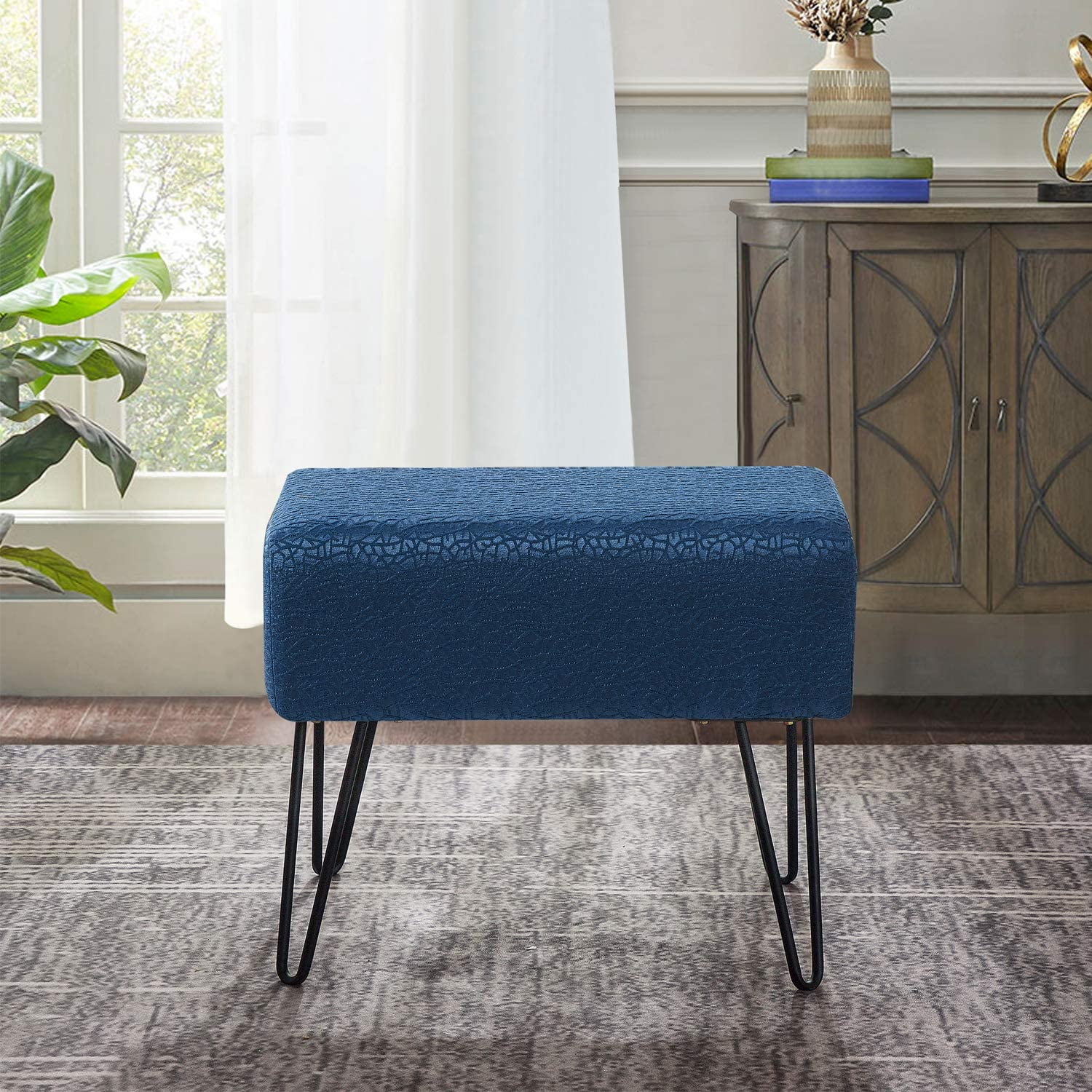 Blue Jacquard Ottoman, 19