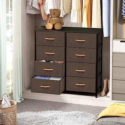 NLIBOOMLife Fabric Dresser for Bedroom   Tower with 8 Drawers  Organizer Unit for Bedroom  Hallway  Nursery  Entryway  Closets- Sturdy Frame  Wooden Top  Fabric Bins (Mixed Colors)